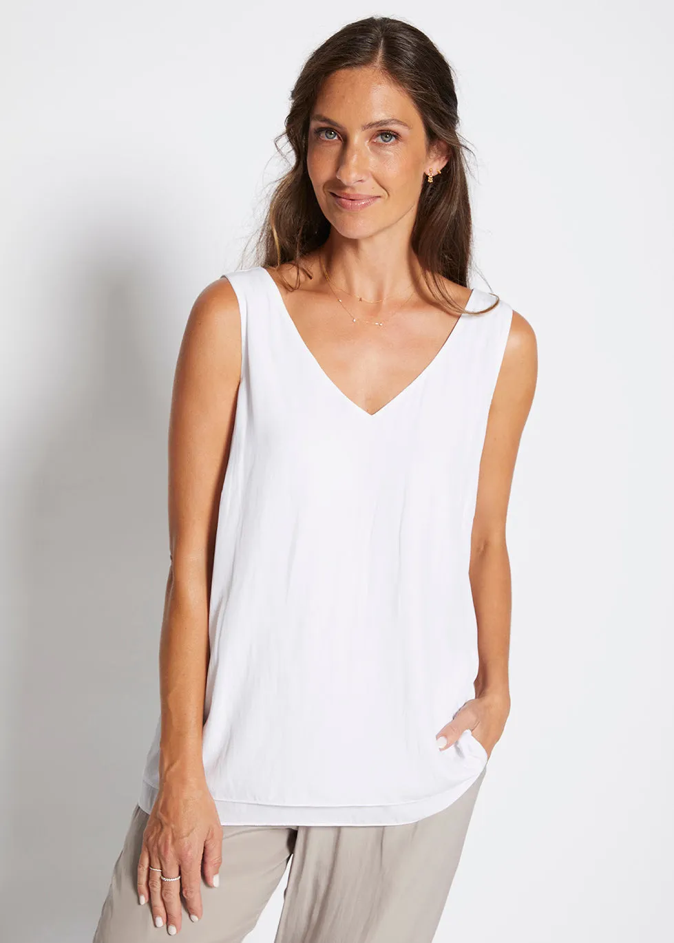 Darty Lustre layered tank in White