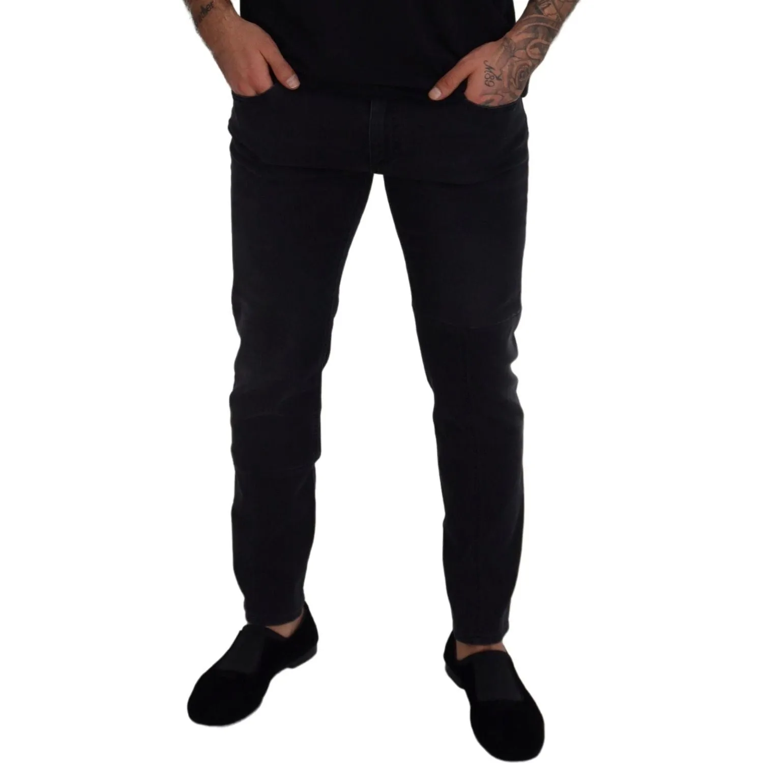 Dolce & Gabbana Sleek Black Cotton Blend Denim Pants