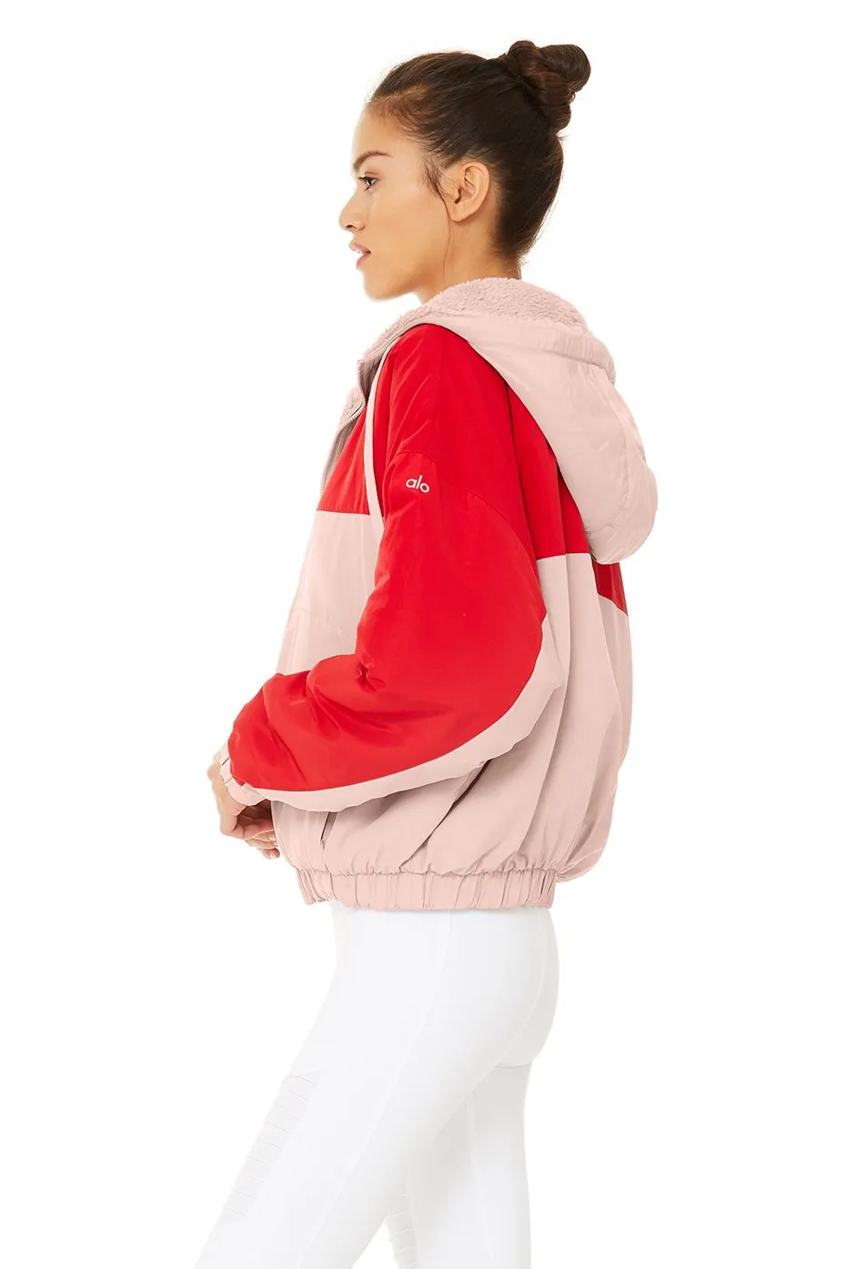 Duality Reversible Sherpa Jacket - Pale Mauve/Scarlet