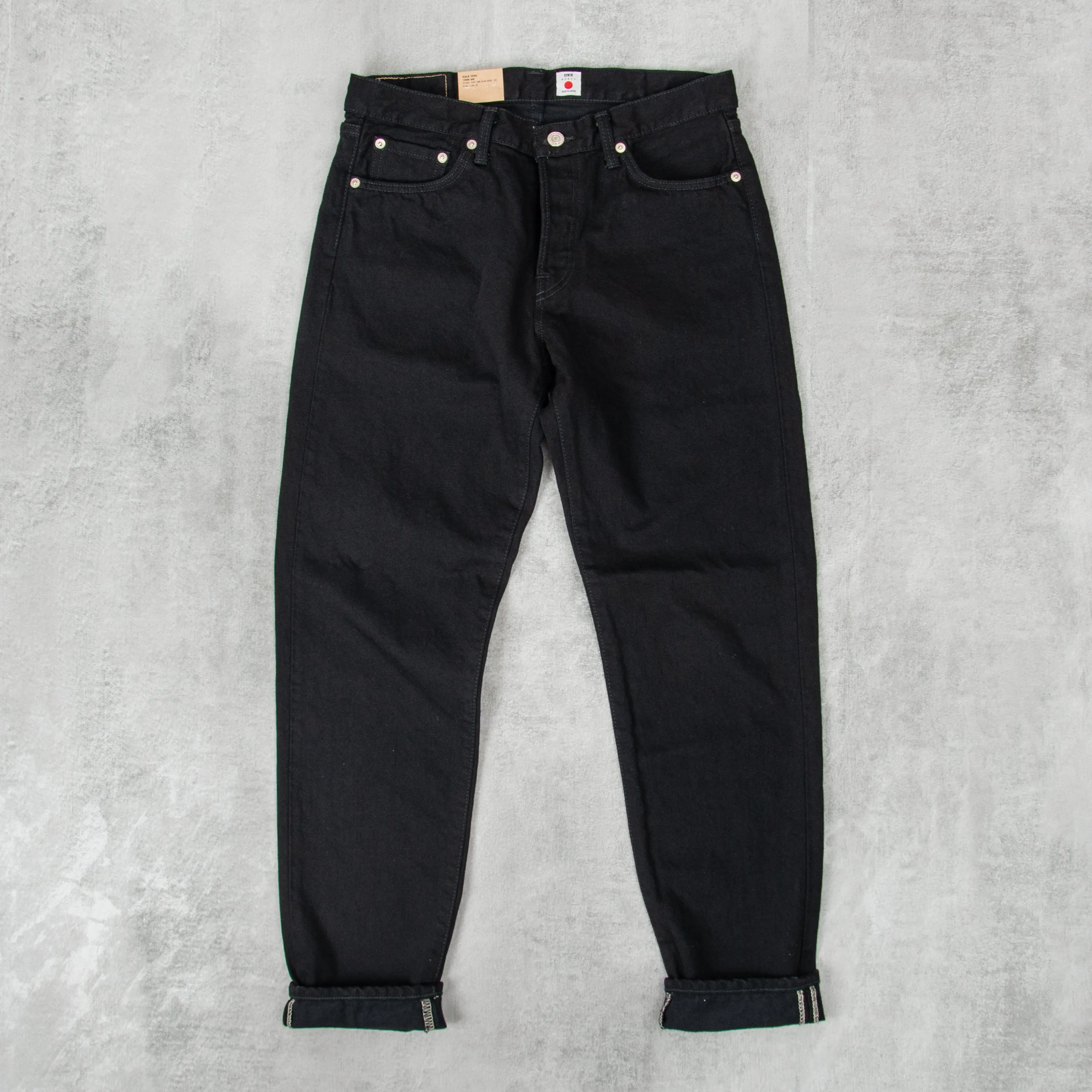 Edwin Regular Tapered Jeans Kaihara Stretch - Black Unwashed