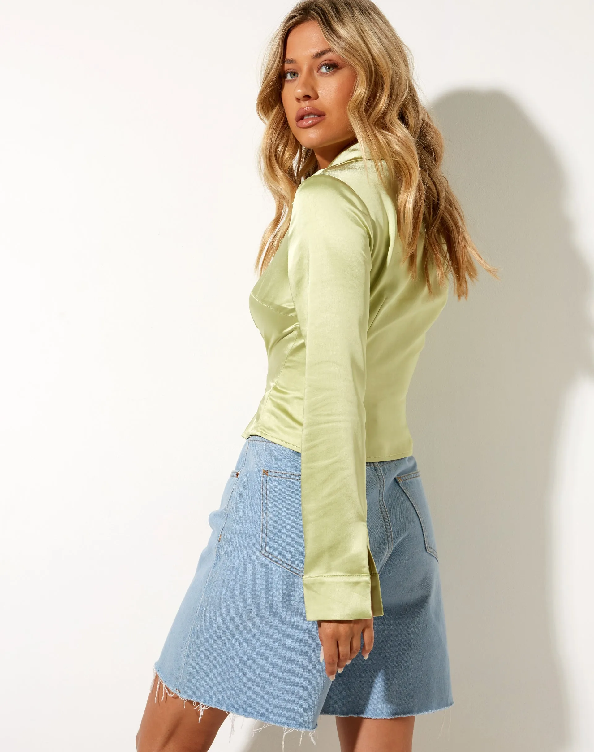 Estesa Shirt in Satin Nile Green