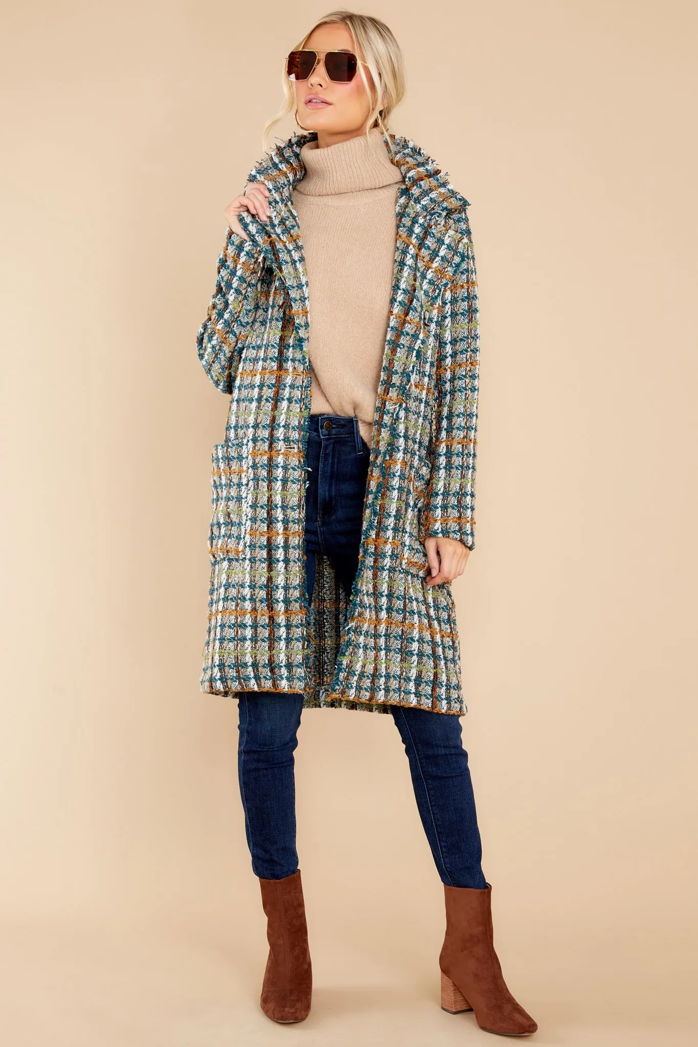 Every Enchantment Teal Multi Tweed Coat