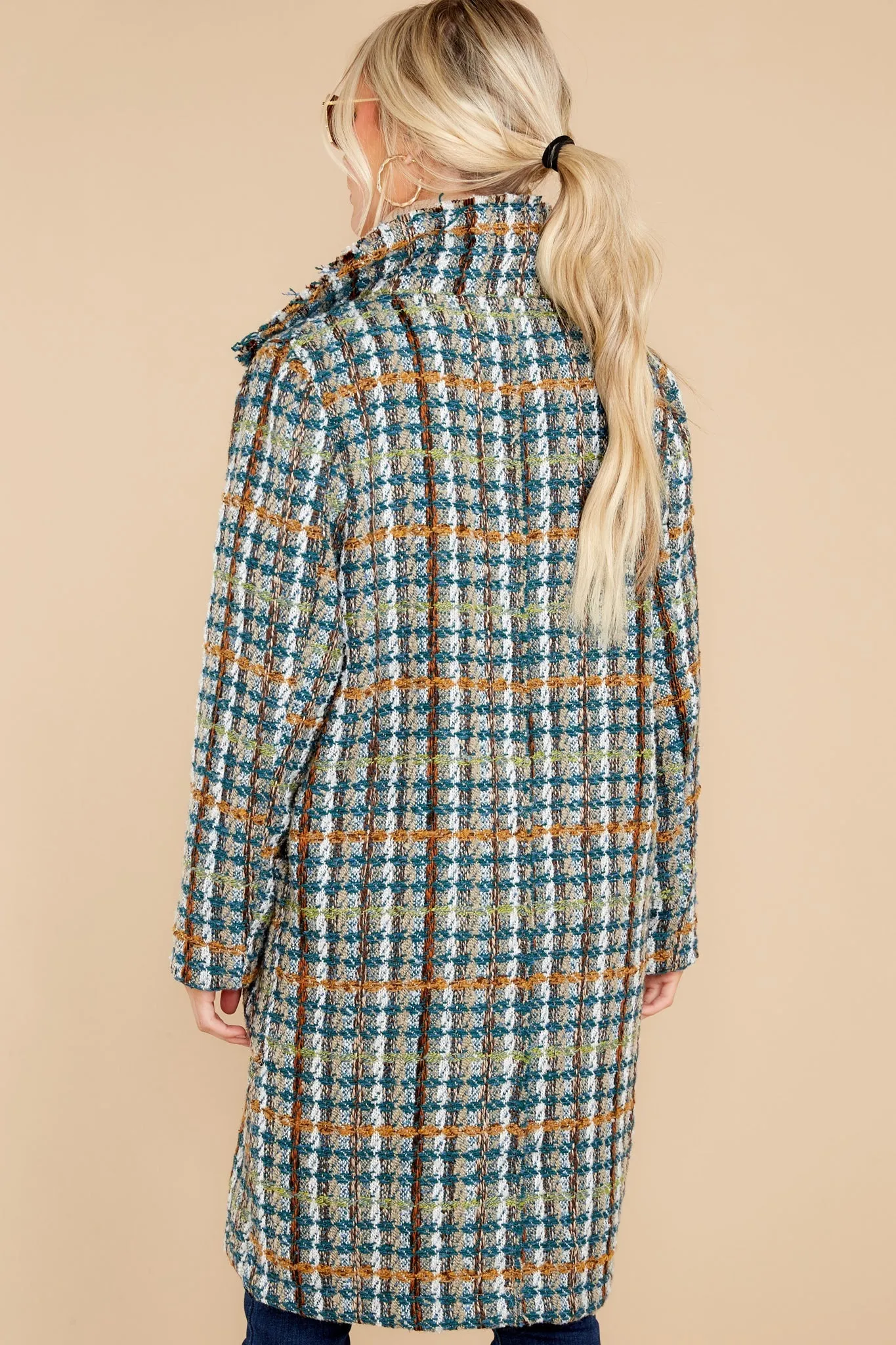 Every Enchantment Teal Multi Tweed Coat