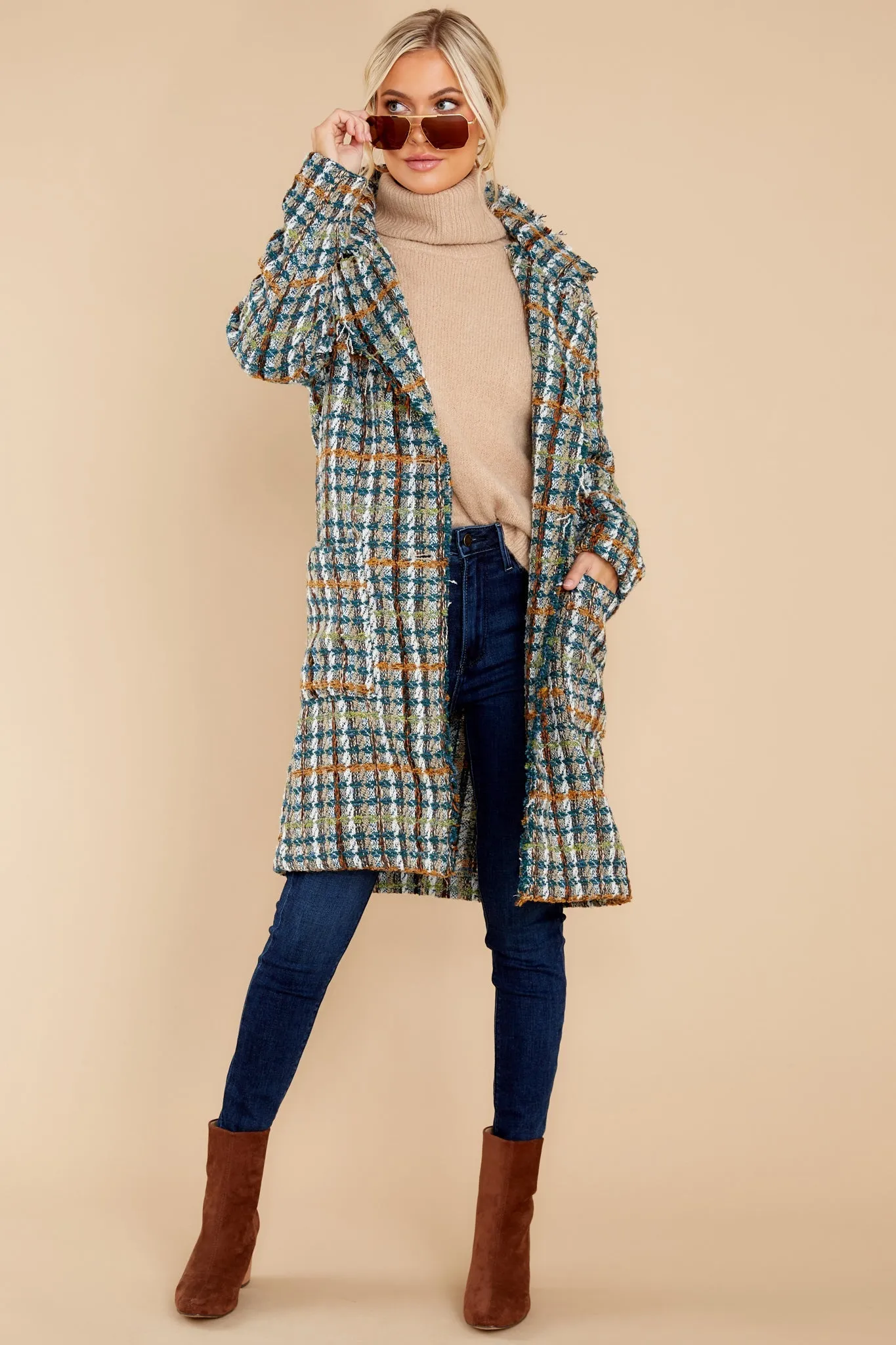 Every Enchantment Teal Multi Tweed Coat