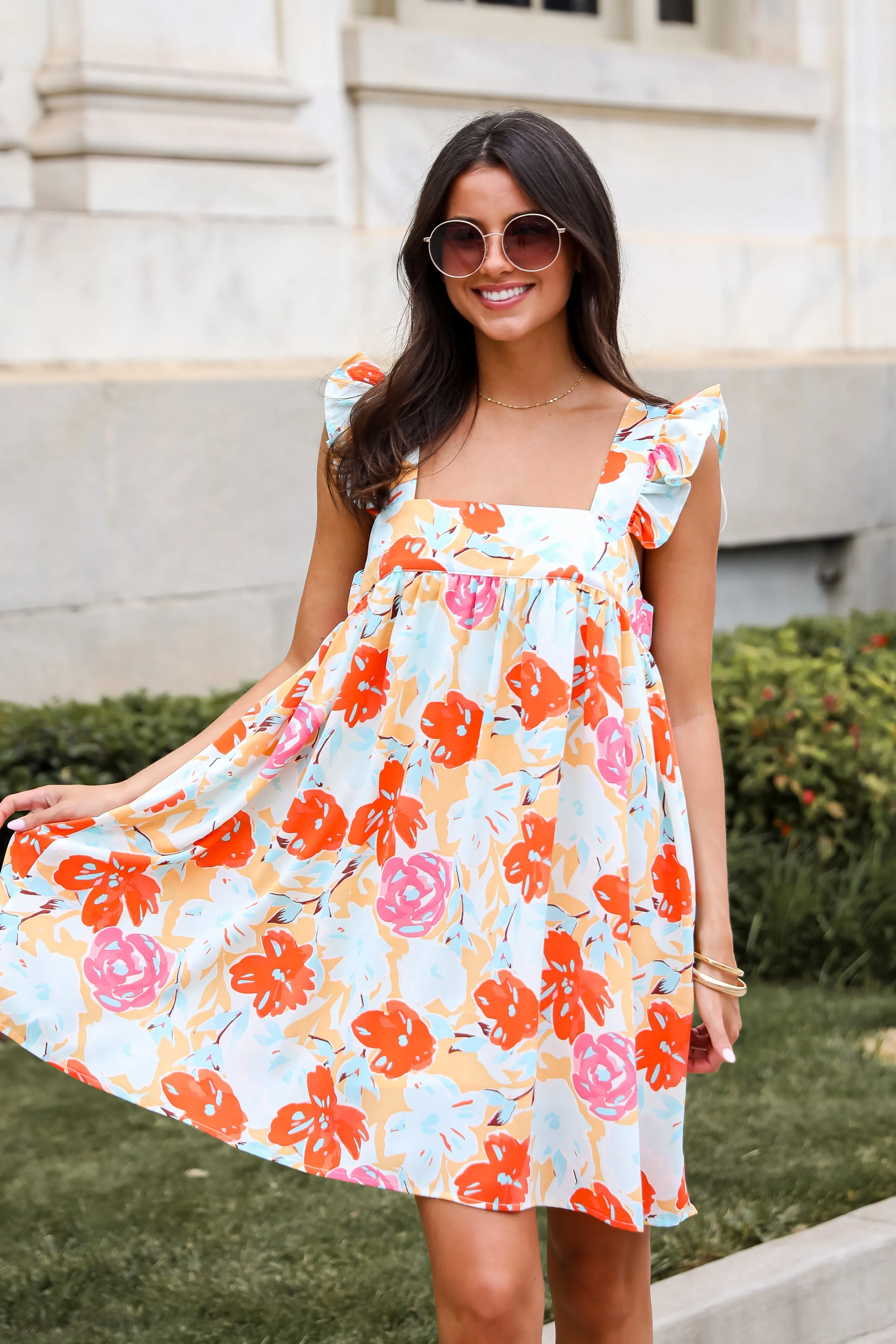 FINAL SALE - Precious Destiny Orange Floral Mini Dress