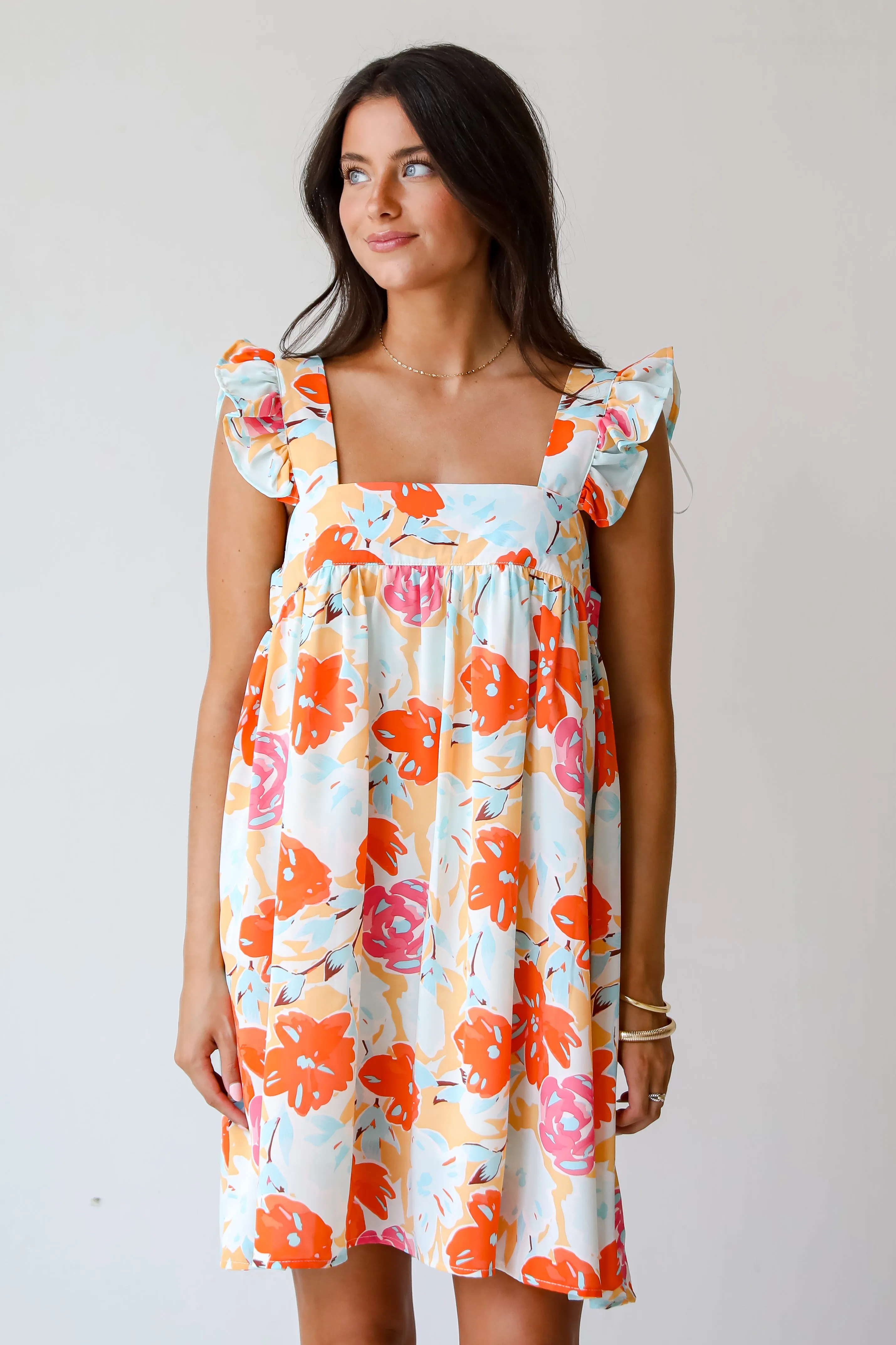 FINAL SALE - Precious Destiny Orange Floral Mini Dress