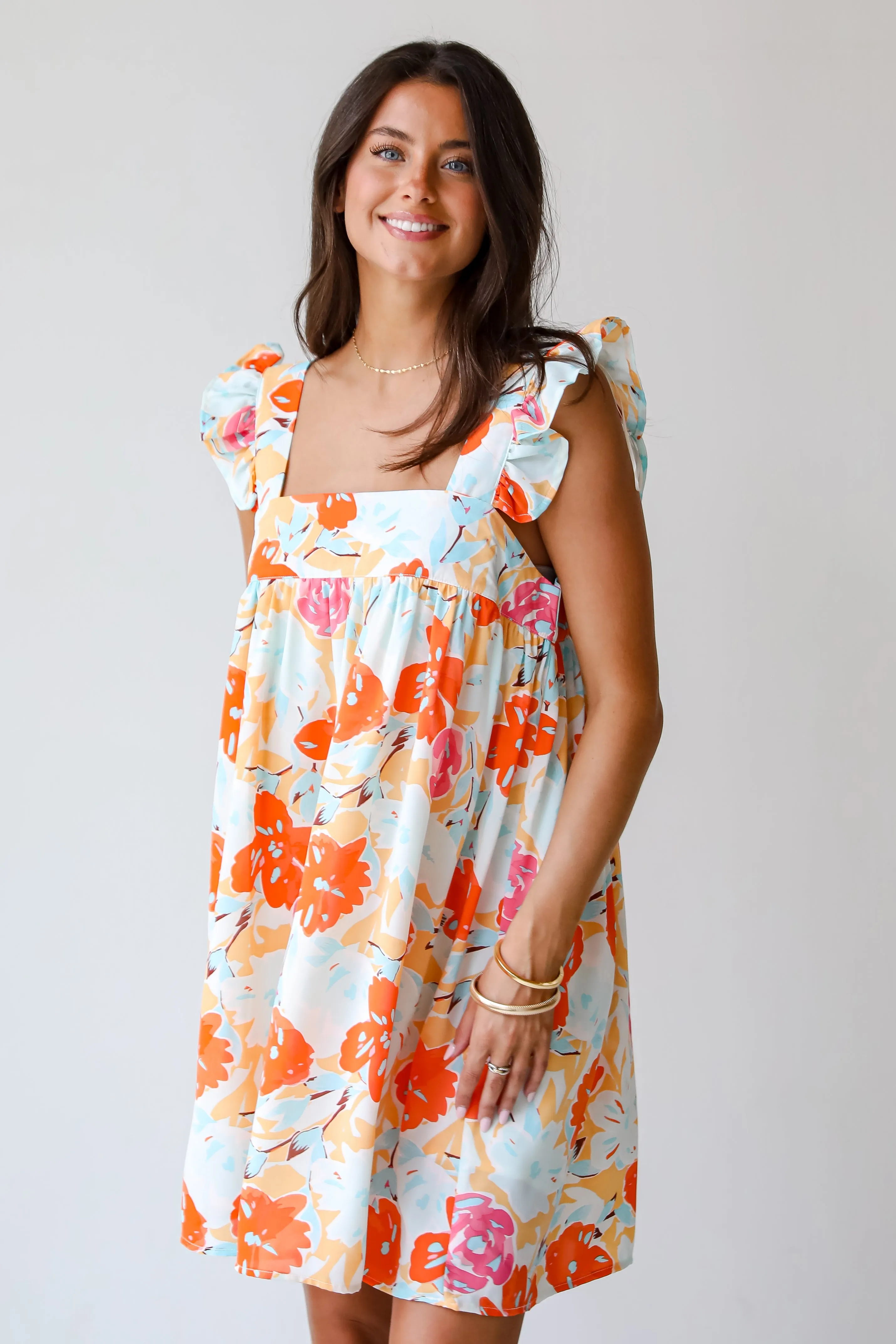 FINAL SALE - Precious Destiny Orange Floral Mini Dress