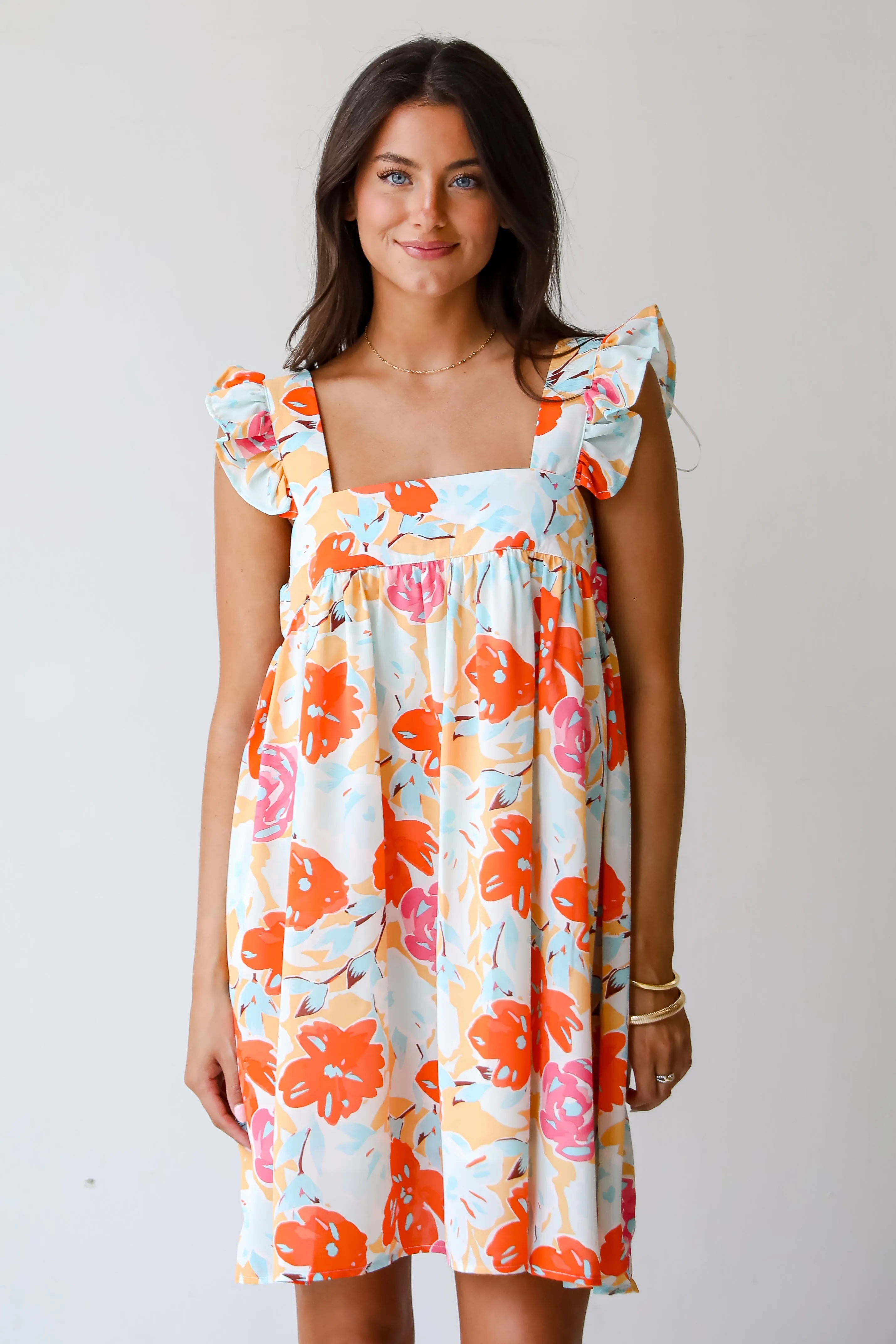 FINAL SALE - Precious Destiny Orange Floral Mini Dress