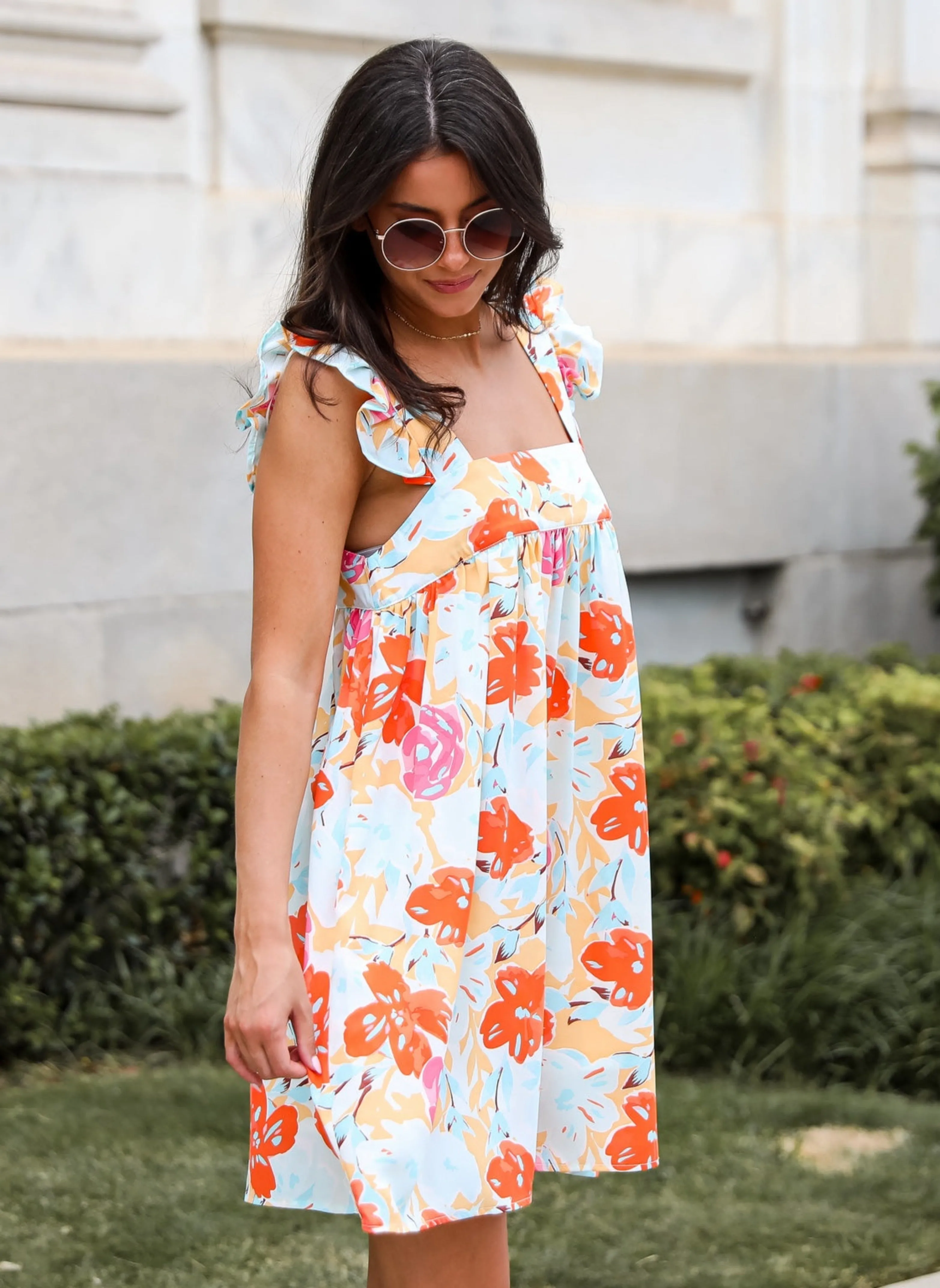 FINAL SALE - Precious Destiny Orange Floral Mini Dress