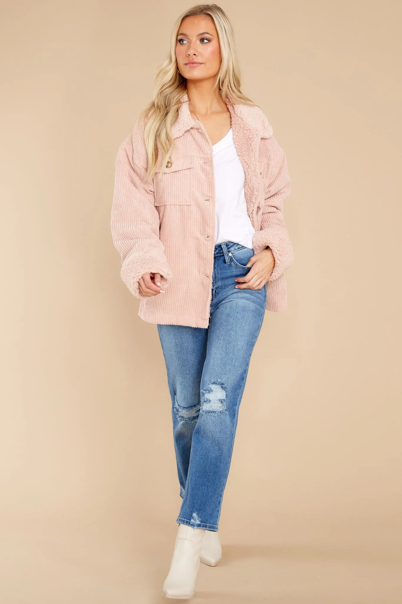 Find Your Groove Light Pink Corduroy Jacket