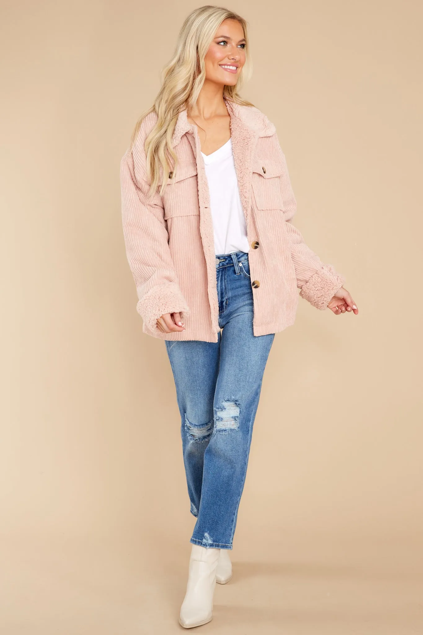 Find Your Groove Light Pink Corduroy Jacket