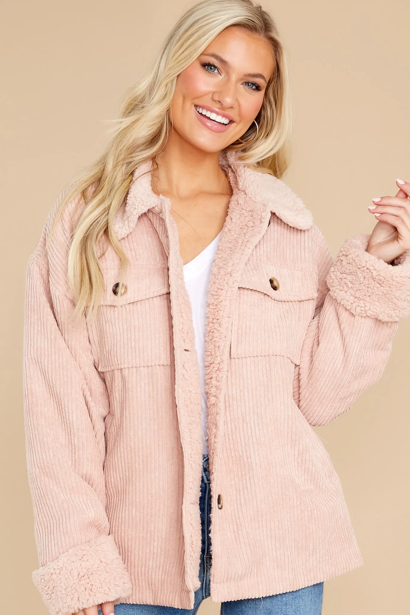 Find Your Groove Light Pink Corduroy Jacket