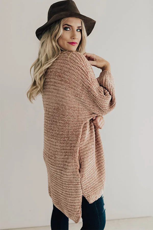 Fireside Chats Chenille Cardigan in Iced Mocha