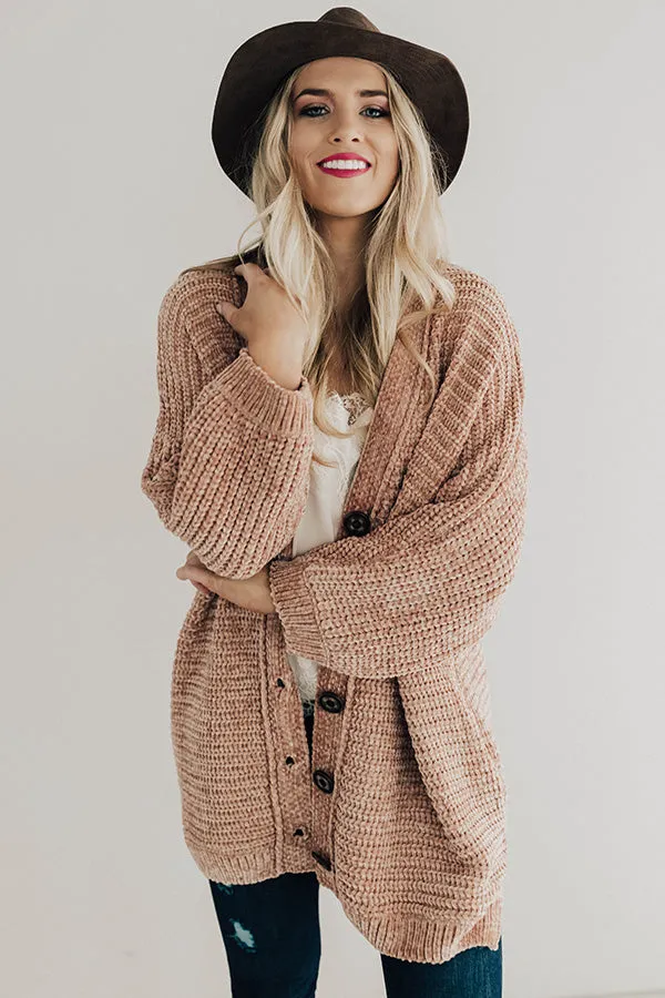 Fireside Chats Chenille Cardigan in Iced Mocha