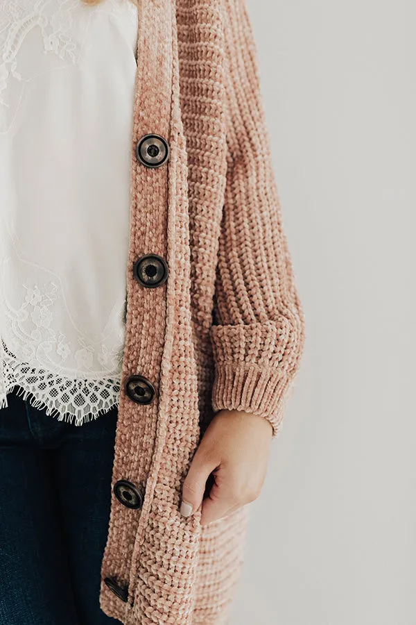 Fireside Chats Chenille Cardigan in Iced Mocha