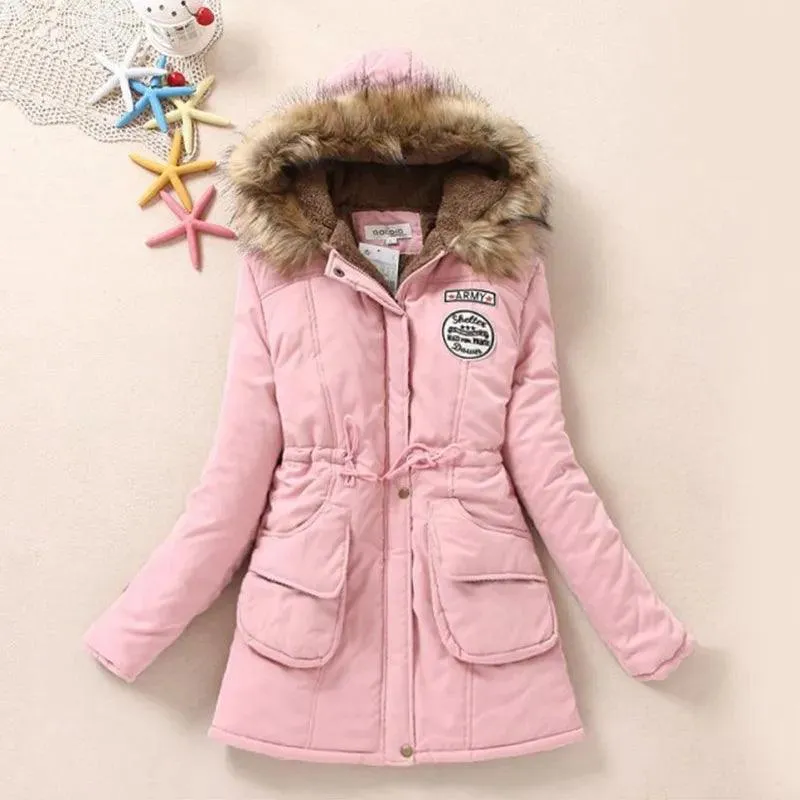 Fitaylor New Winter Women Jacket Medium-long Thicken Outwear Hooded Wadded Coat Slim Parka Cotton-padded Jacket Overcoat