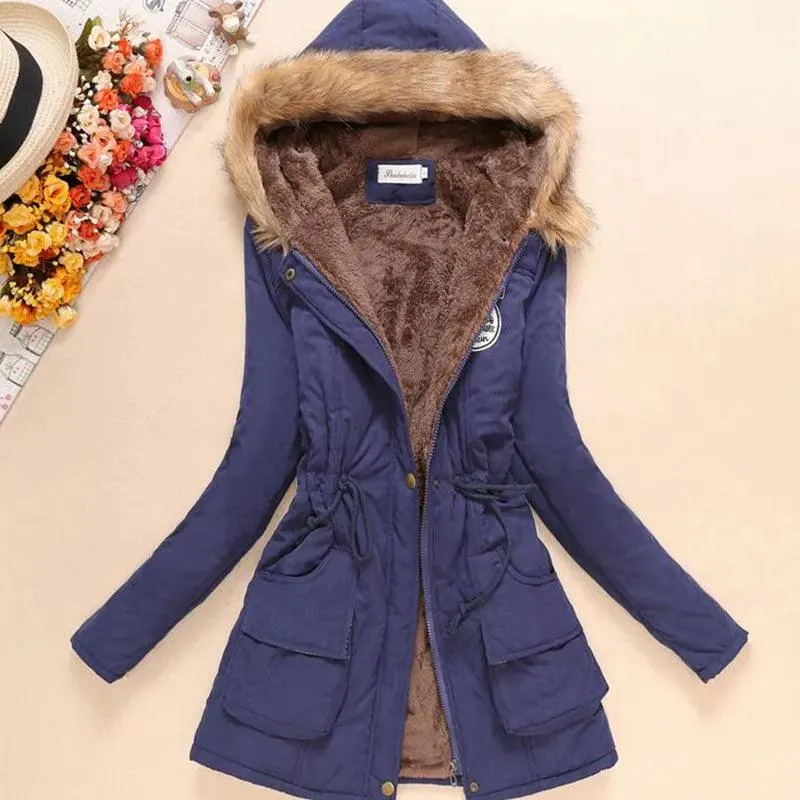 Fitaylor New Winter Women Jacket Medium-long Thicken Outwear Hooded Wadded Coat Slim Parka Cotton-padded Jacket Overcoat