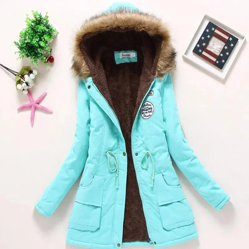 Fitaylor New Winter Women Jacket Medium-long Thicken Outwear Hooded Wadded Coat Slim Parka Cotton-padded Jacket Overcoat