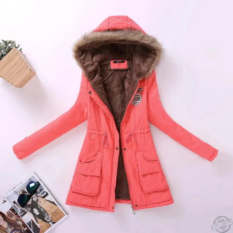 Fitaylor New Winter Women Jacket Medium-long Thicken Outwear Hooded Wadded Coat Slim Parka Cotton-padded Jacket Overcoat