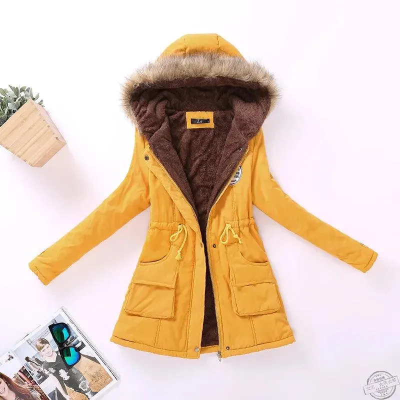 Fitaylor New Winter Women Jacket Medium-long Thicken Outwear Hooded Wadded Coat Slim Parka Cotton-padded Jacket Overcoat