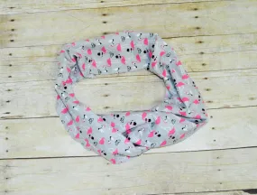 flamingo infinity scarf, flamingo scarf, soft baby scarf, trendy baby scarf,  unisex baby scarf, mini infinity scarf, child loop scarf