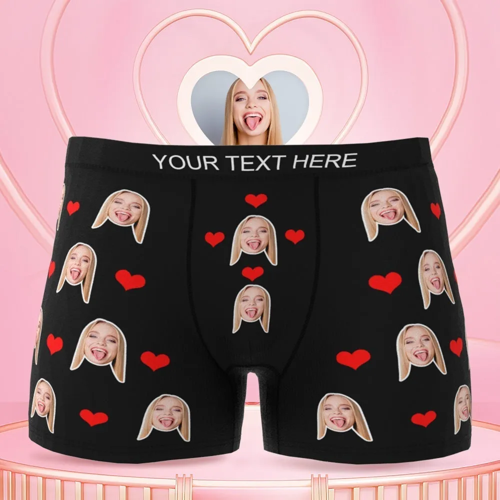 Gifts for Him Custom Face Underwear 3D Online Preview Heart Boxer Briefs