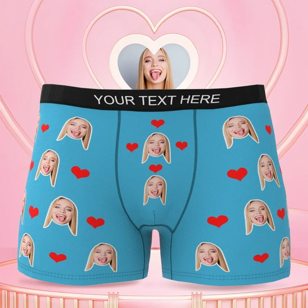 Gifts for Him Custom Face Underwear 3D Online Preview Heart Boxer Briefs