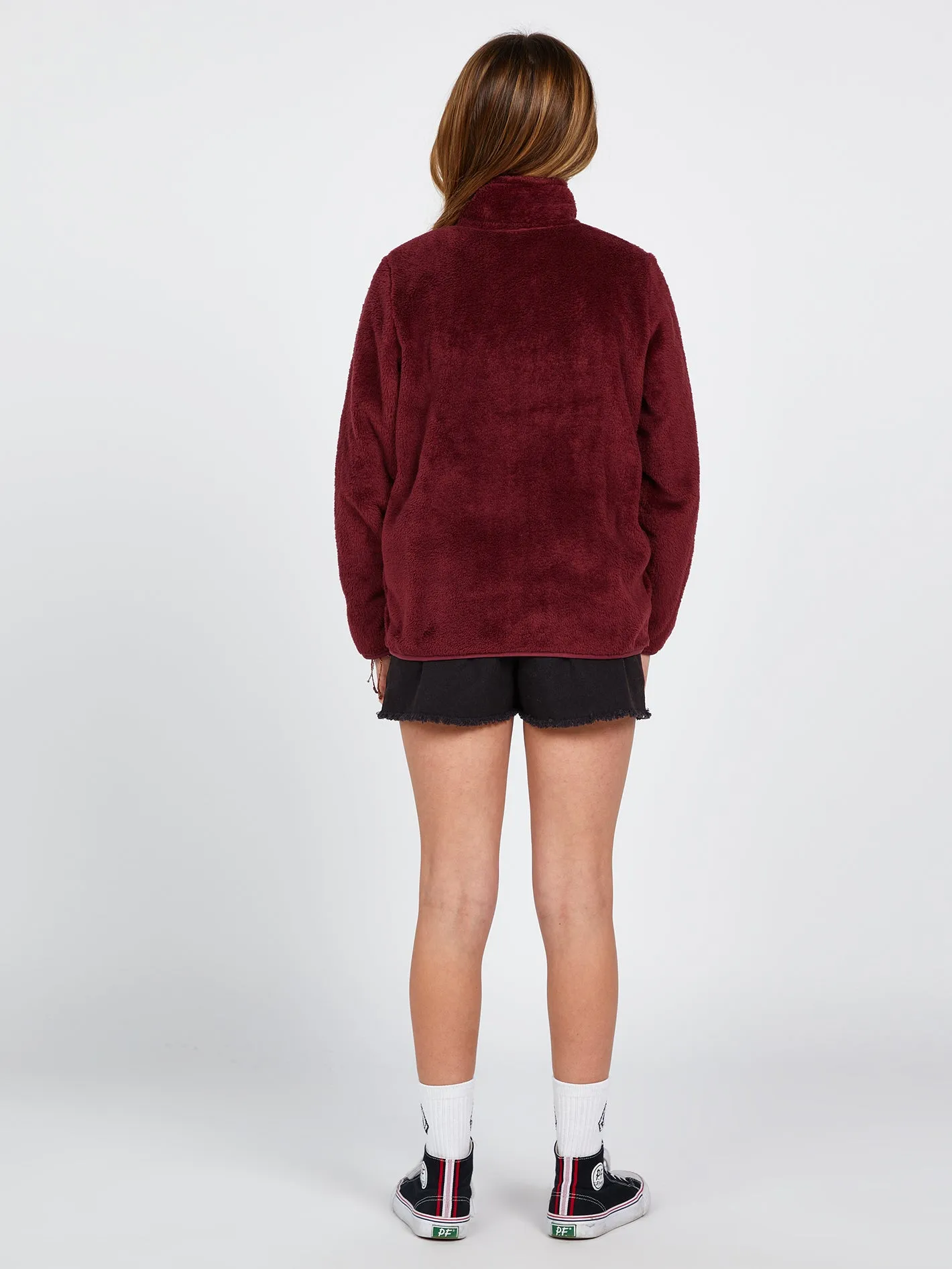 Girls Pheelin Phuzzy Zip Up Jacket - Burgundy