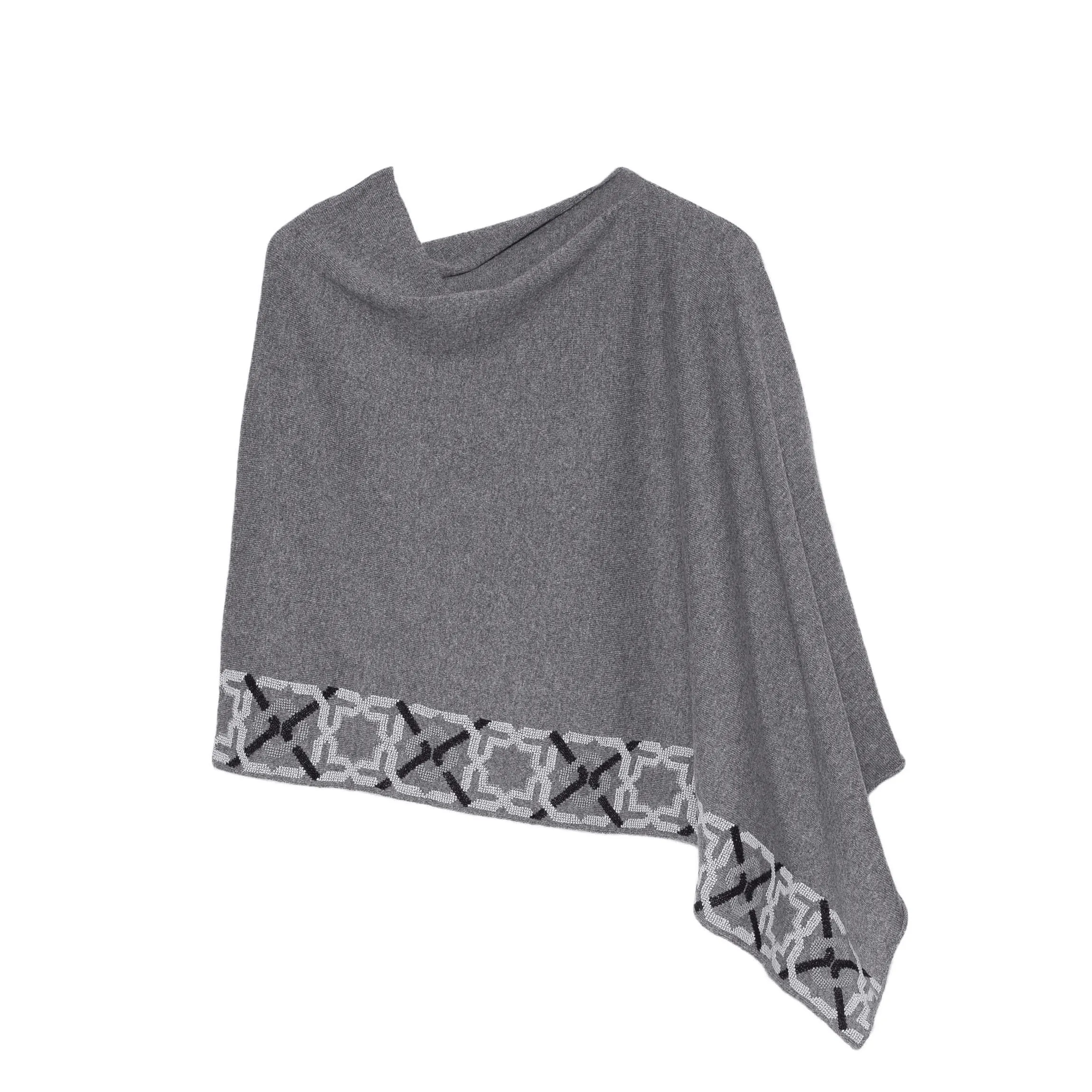 GRAY CASHMERE PONCHO