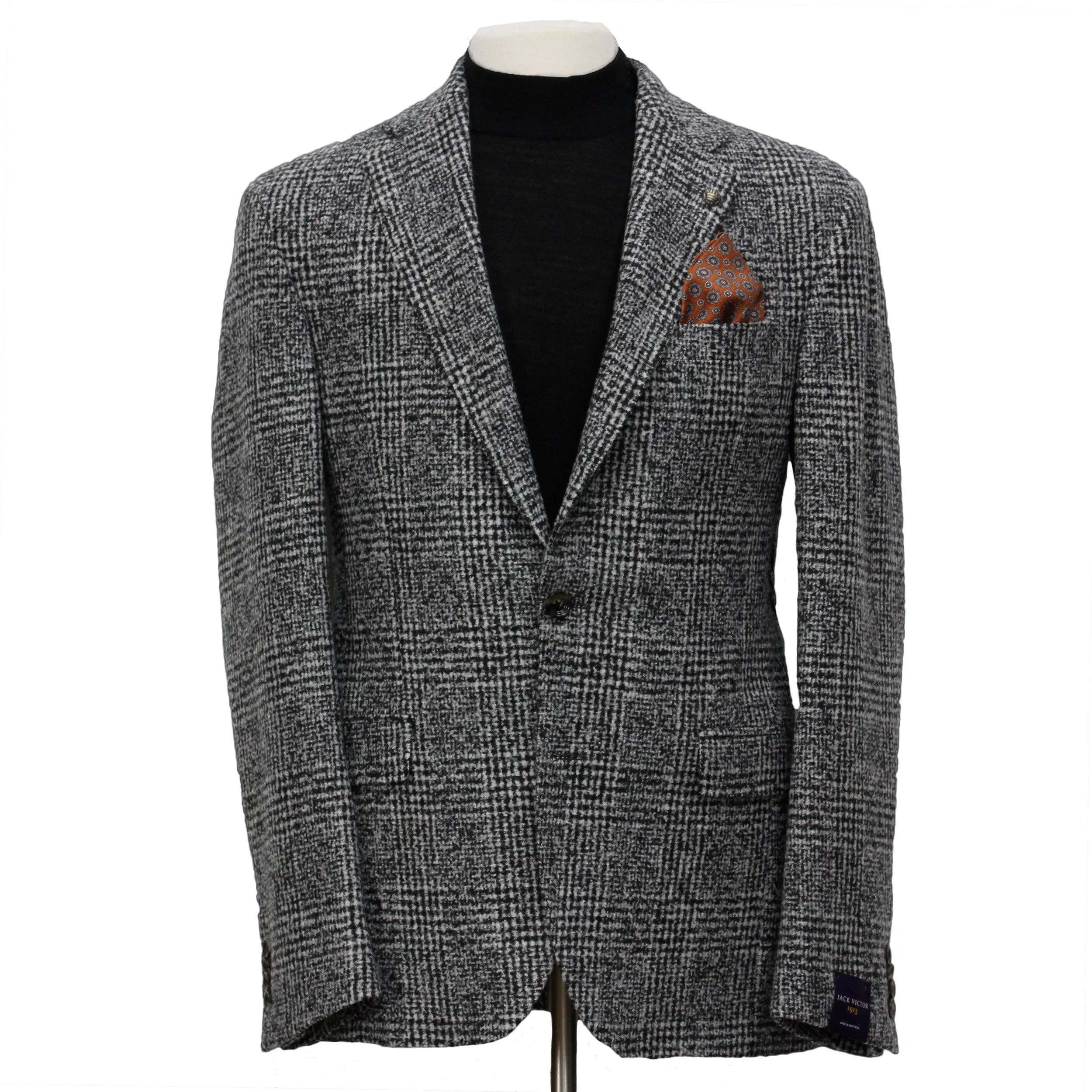 Gray Check Contemporary Fit Wool Silk Sport Jacket - Jack Victor