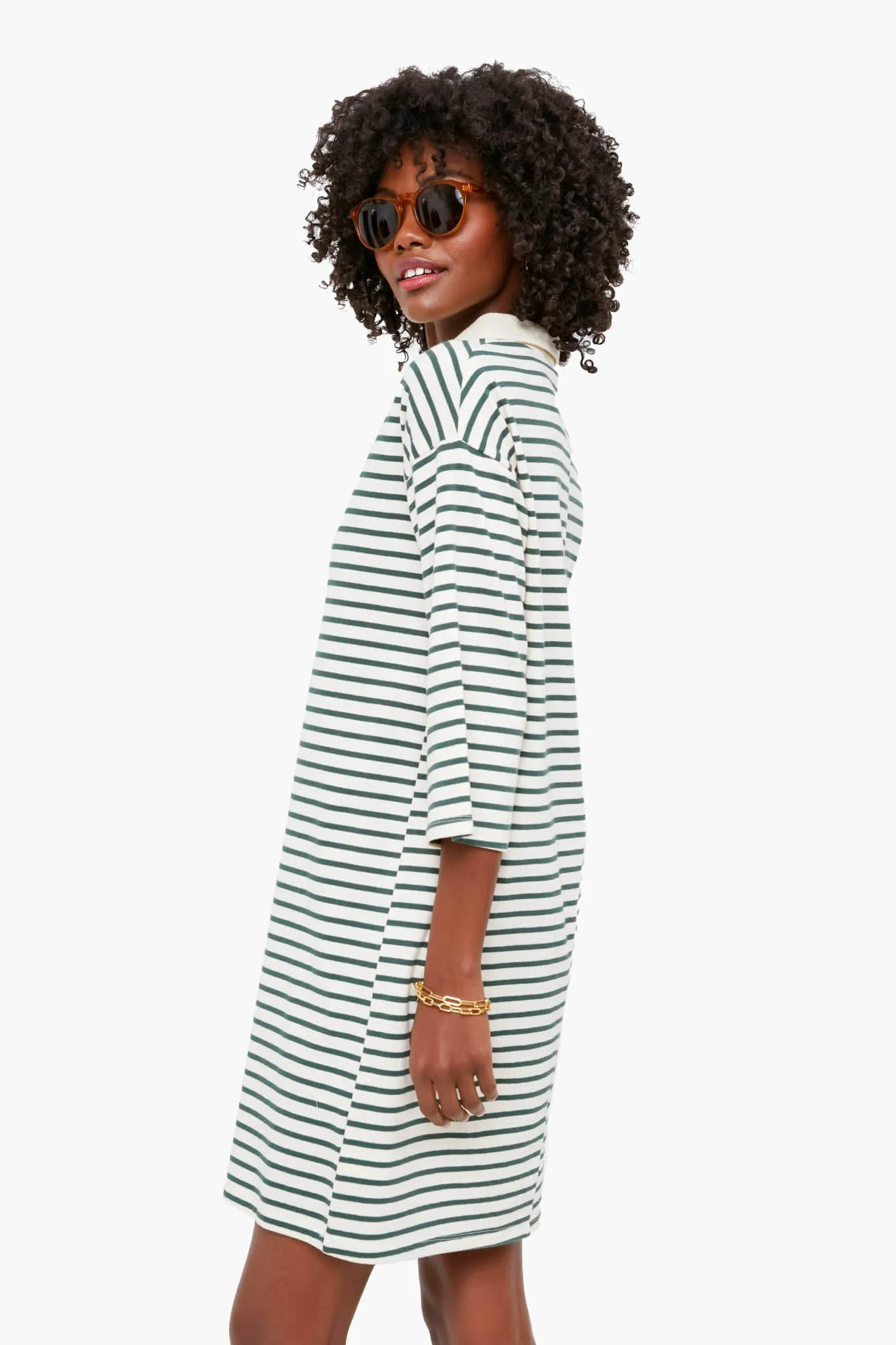 Green Stripe Ashton Knit Polo Dress