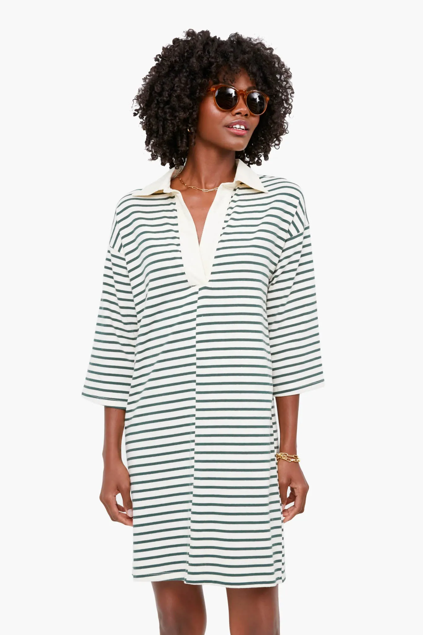 Green Stripe Ashton Knit Polo Dress