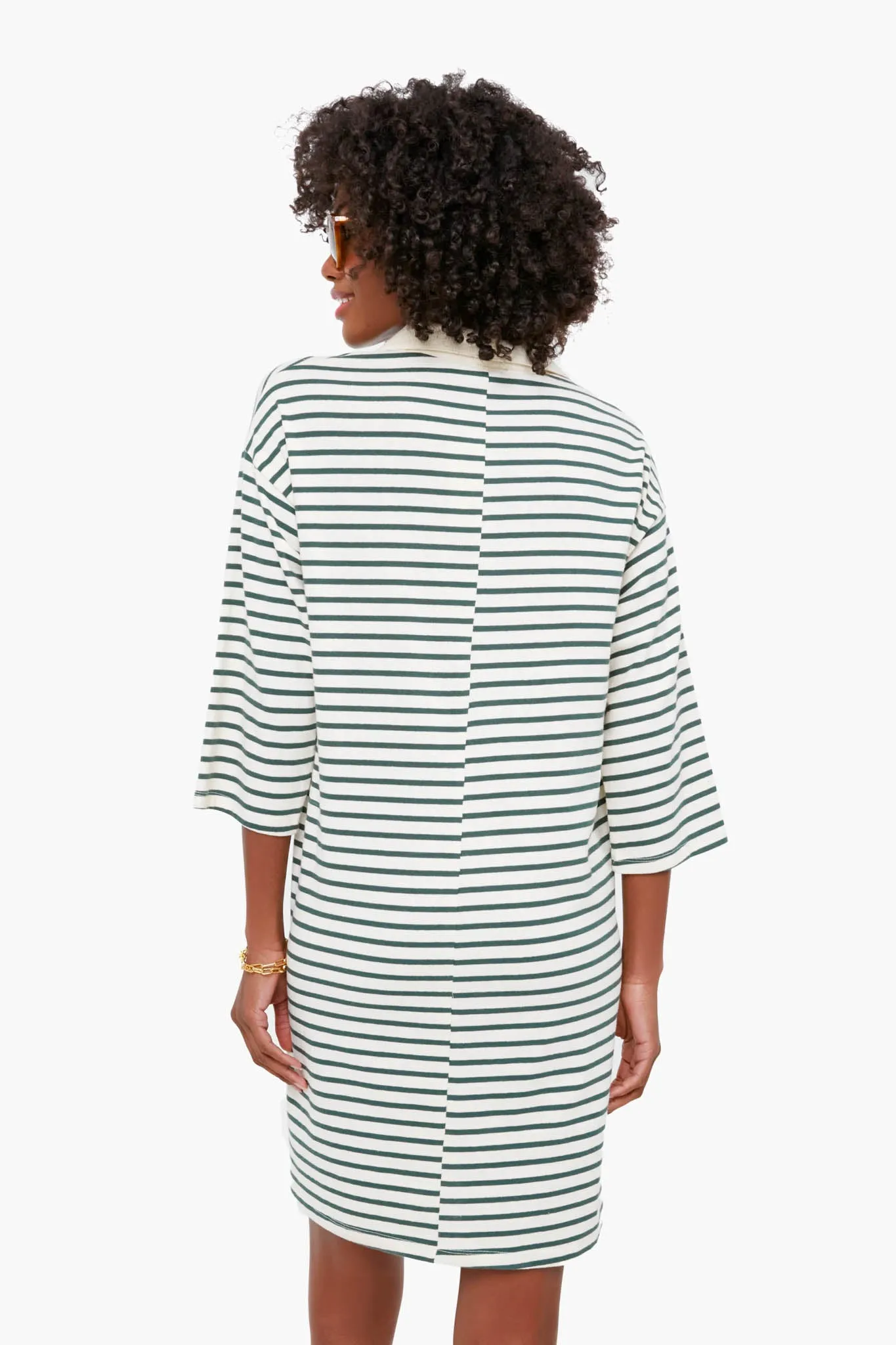 Green Stripe Ashton Knit Polo Dress