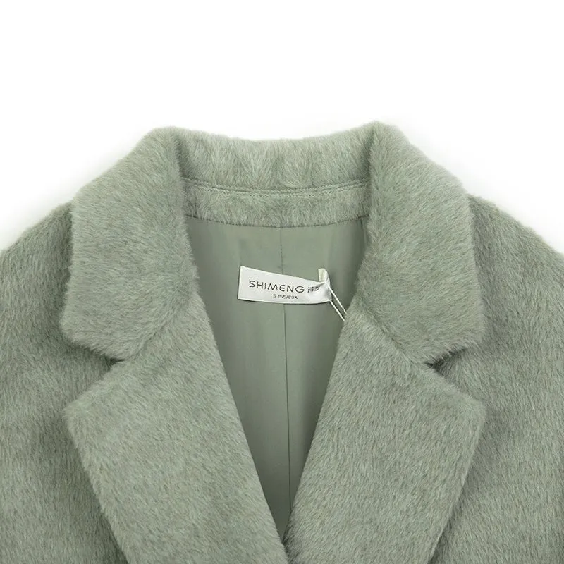 Grey Green Long Wool Coats