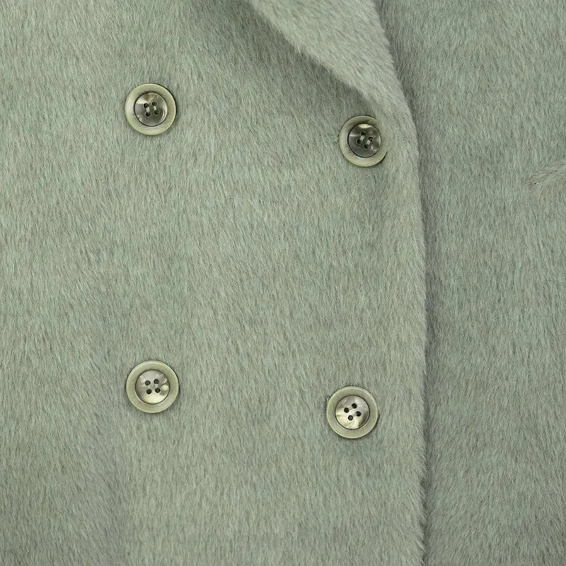 Grey Green Long Wool Coats