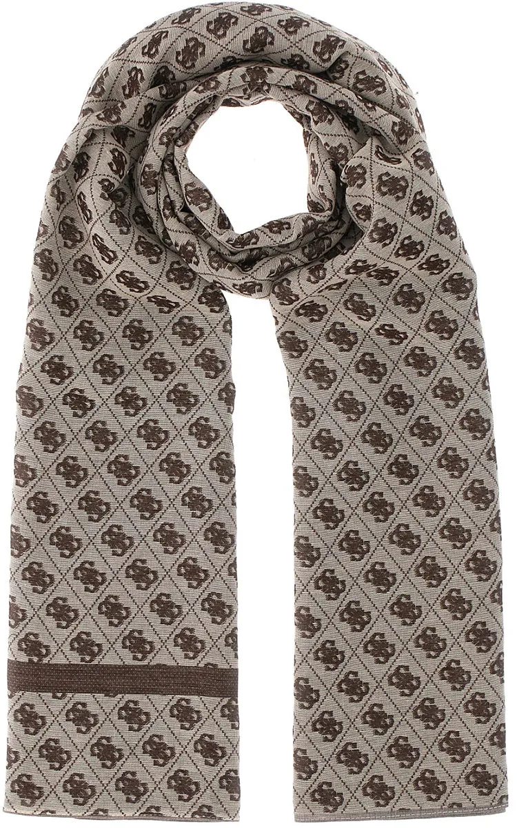 Guess 4G Printed Scarf In Beige Brown