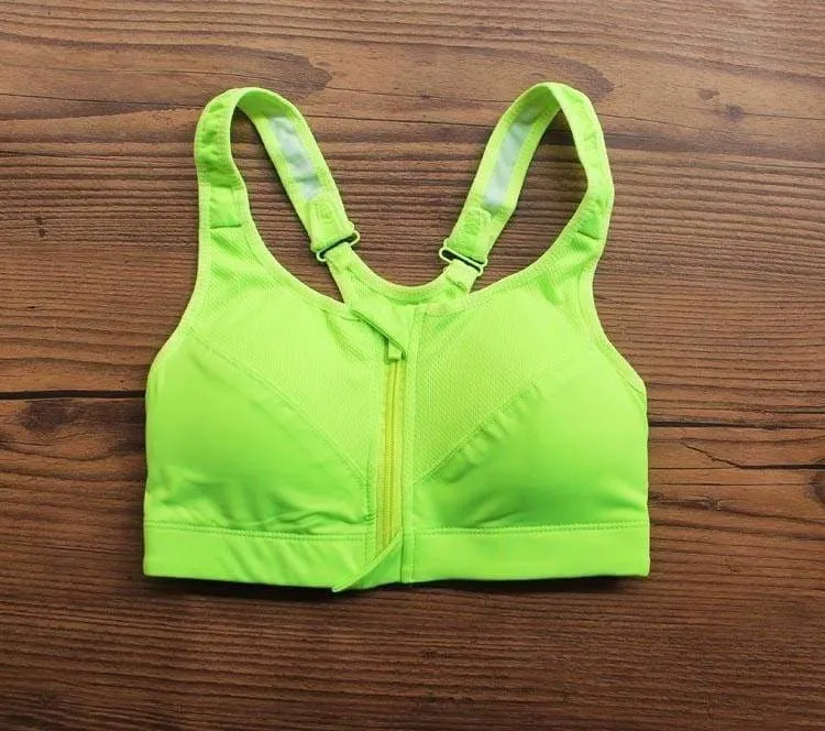 GYM zipper Adjustable Strap sports bra