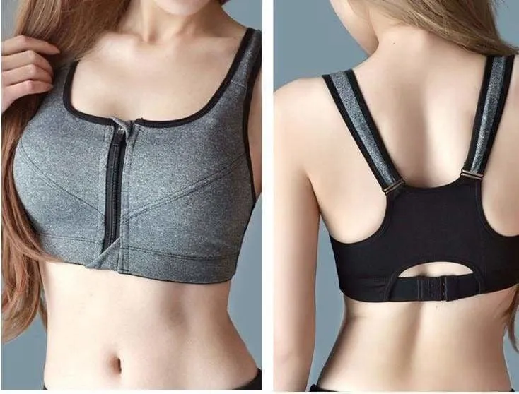 GYM zipper Adjustable Strap sports bra