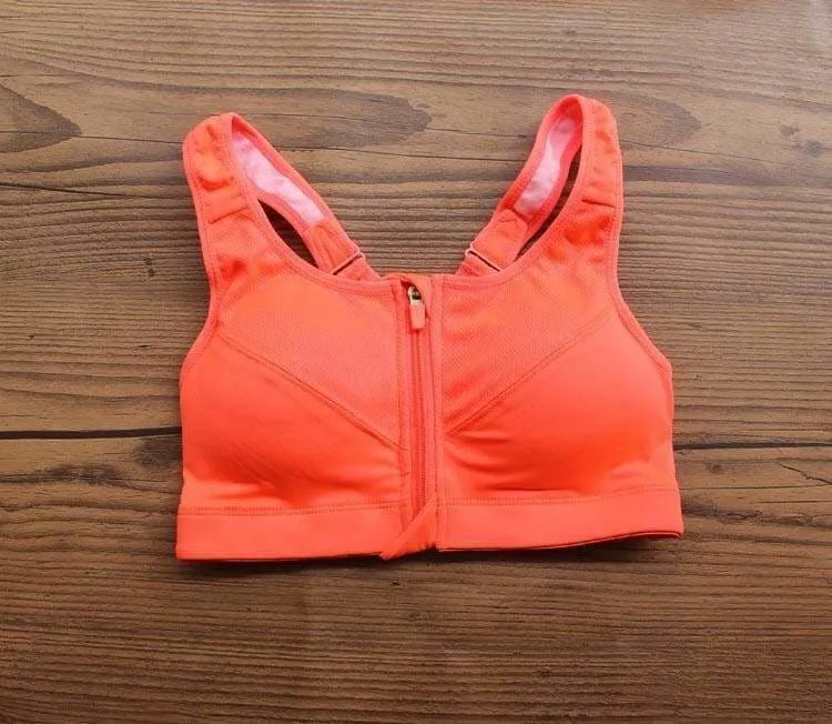 GYM zipper Adjustable Strap sports bra