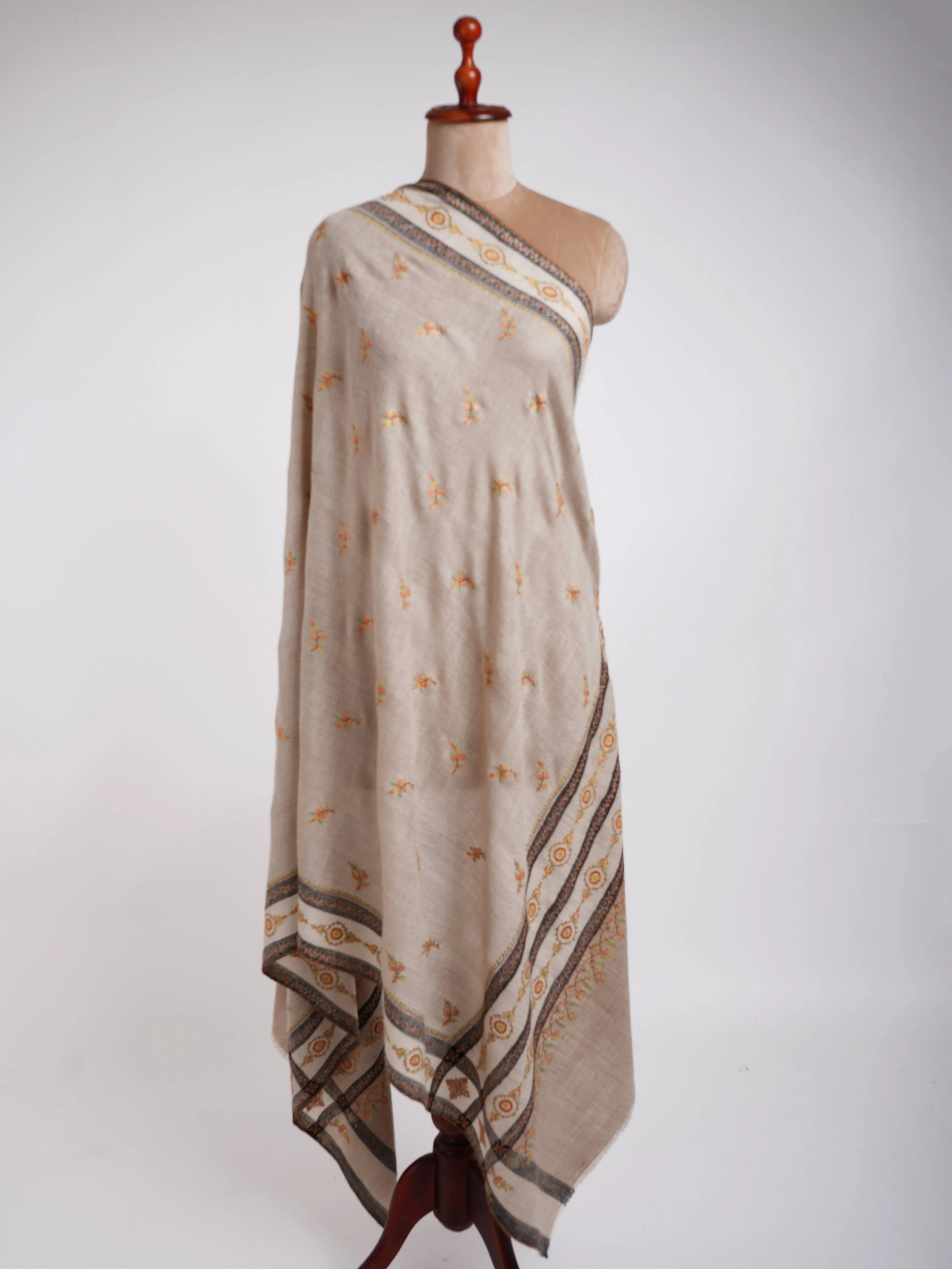 Hand Embroidered Palla Buti Pashmina Shawl