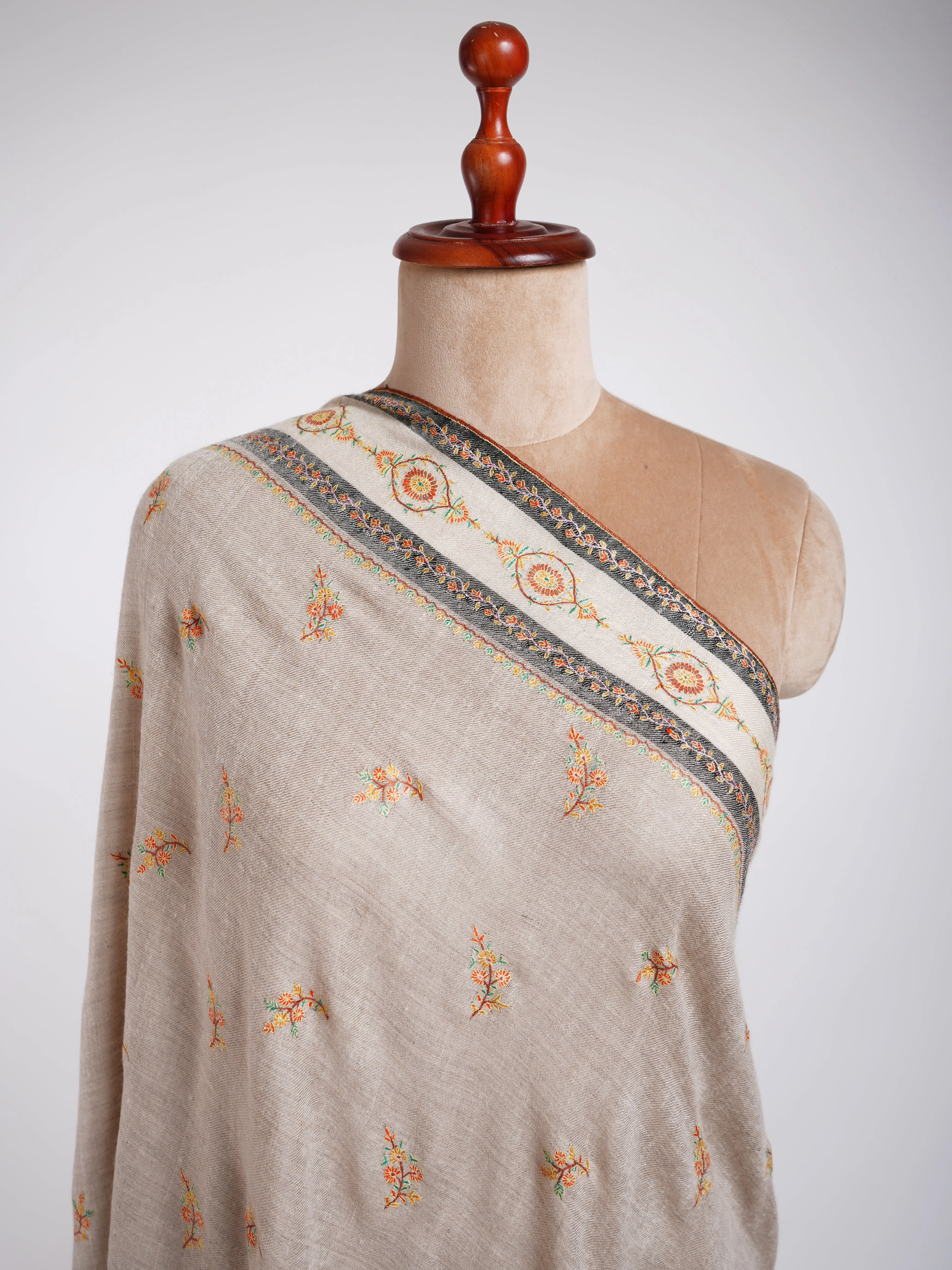 Hand Embroidered Palla Buti Pashmina Shawl