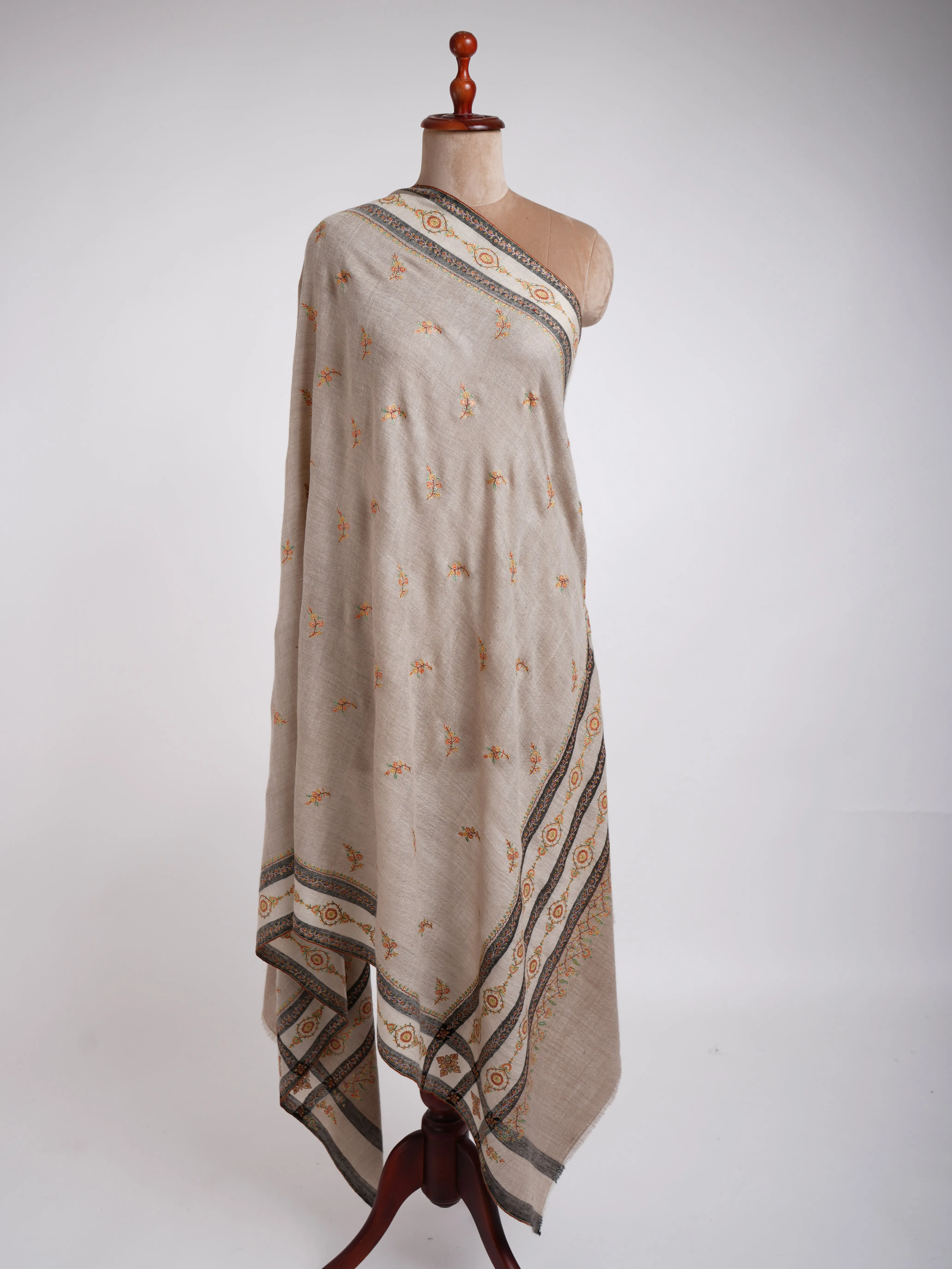 Hand Embroidered Palla Buti Pashmina Shawl