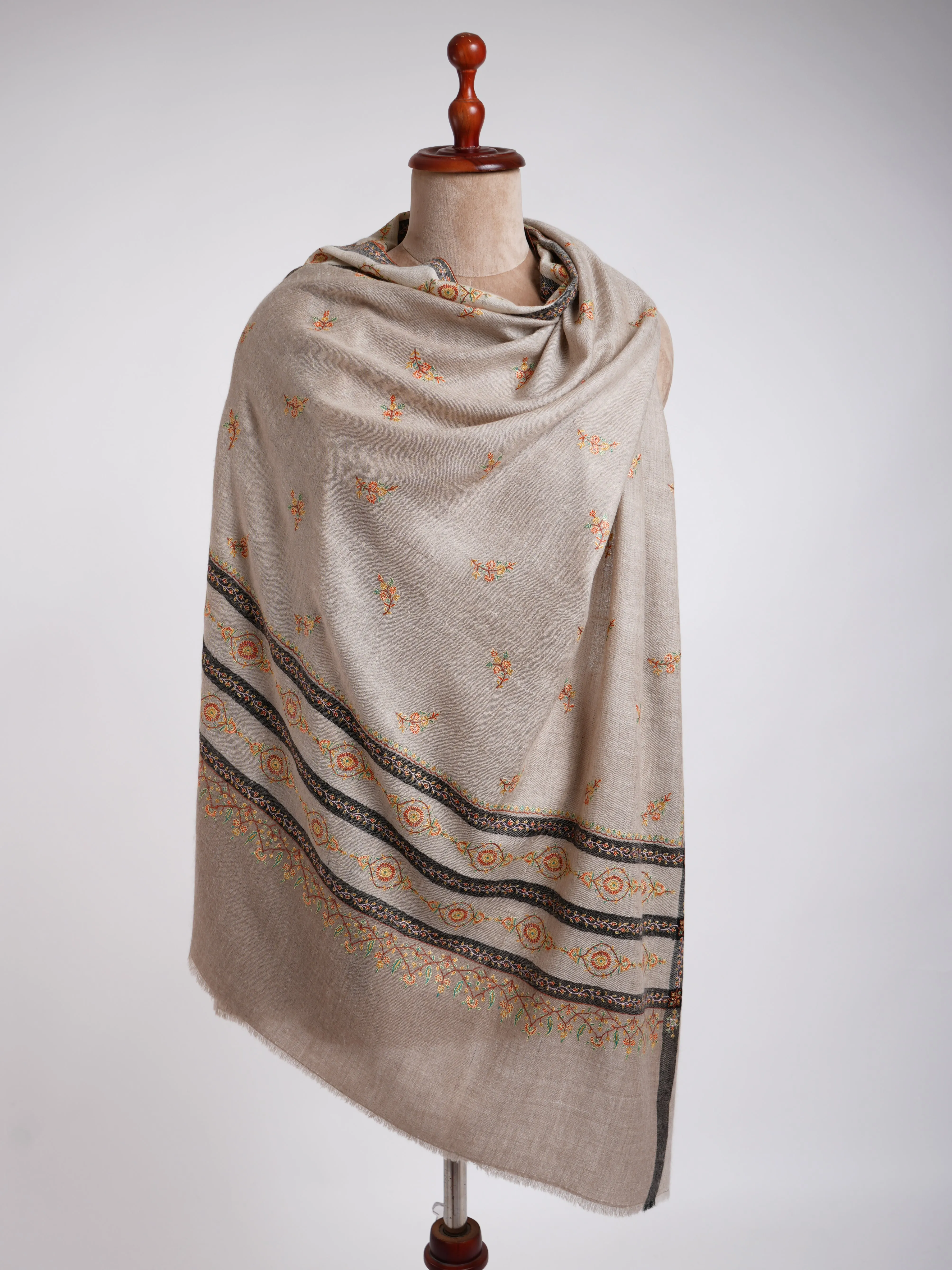 Hand Embroidered Palla Buti Pashmina Shawl