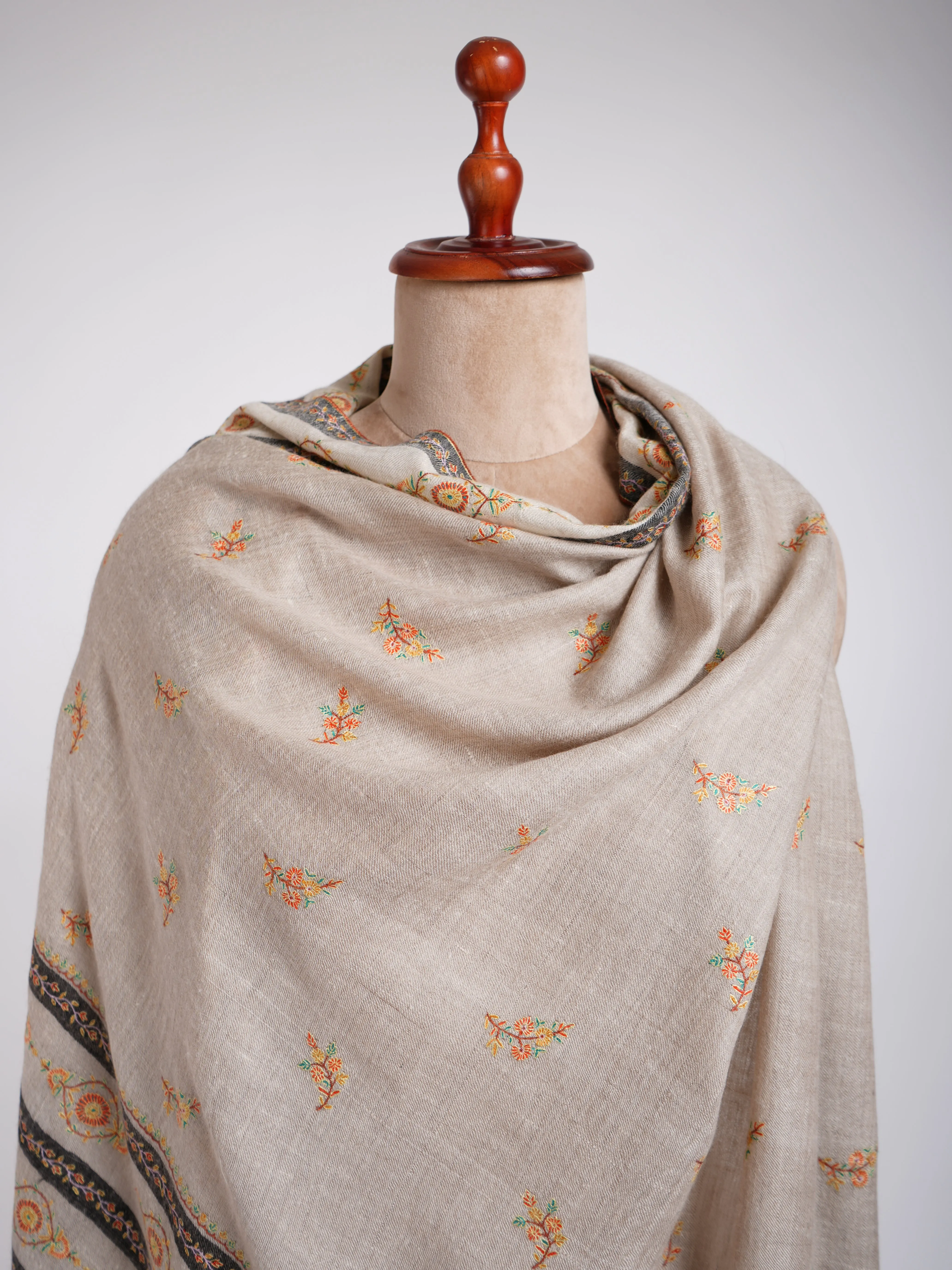 Hand Embroidered Palla Buti Pashmina Shawl