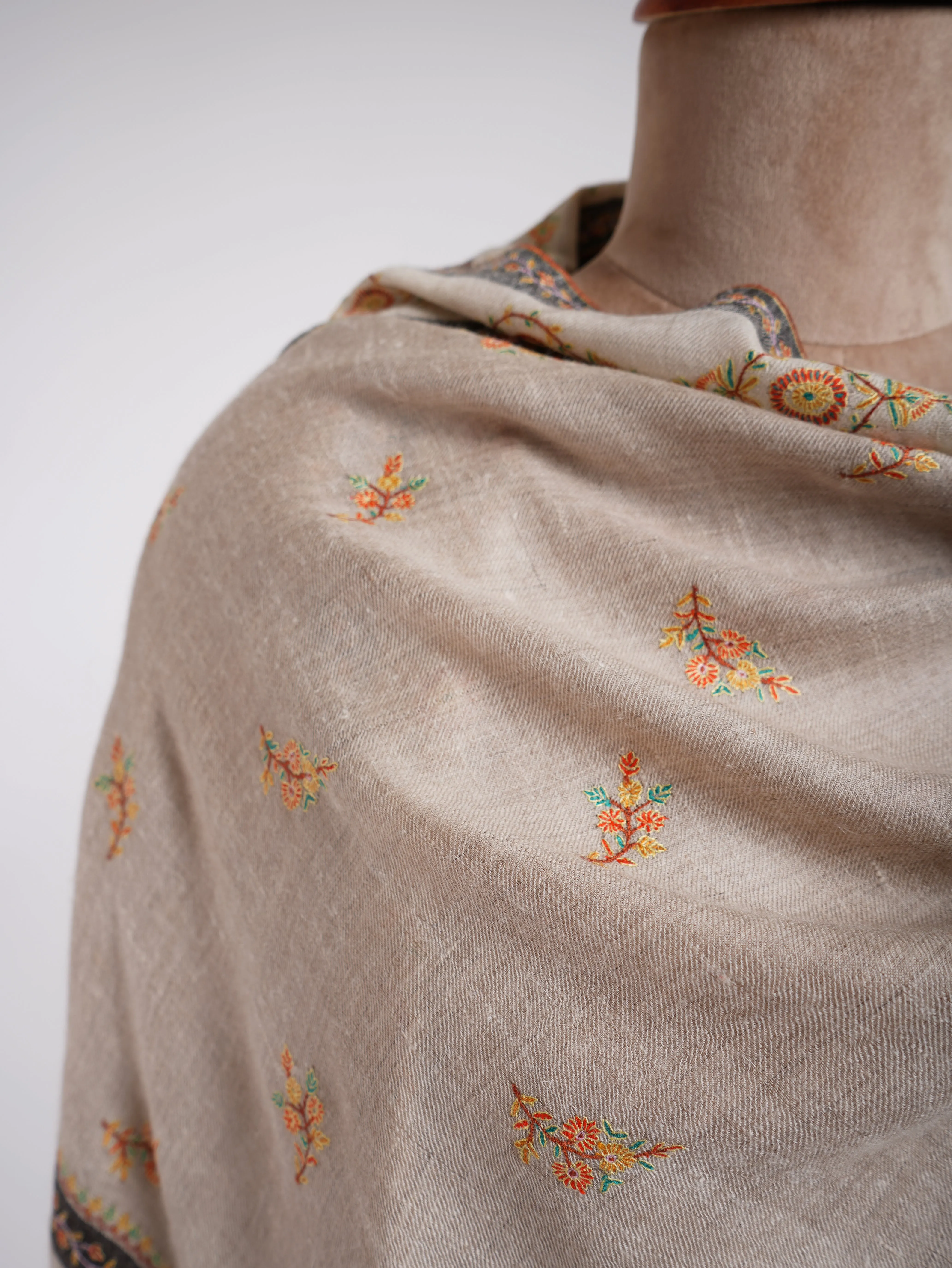 Hand Embroidered Palla Buti Pashmina Shawl