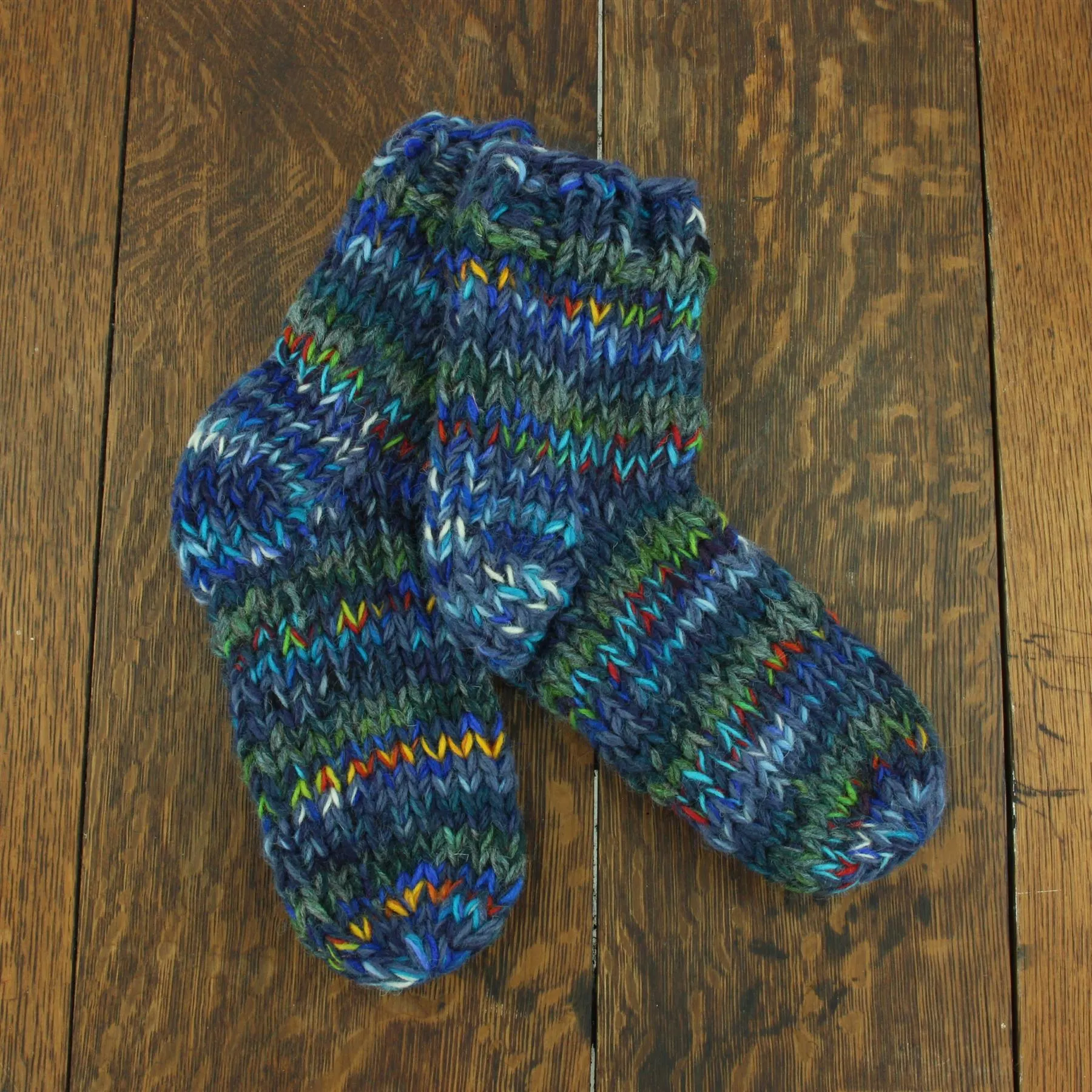 Hand Knitted Wool Ankle Socks - SD Dark Blue Mix