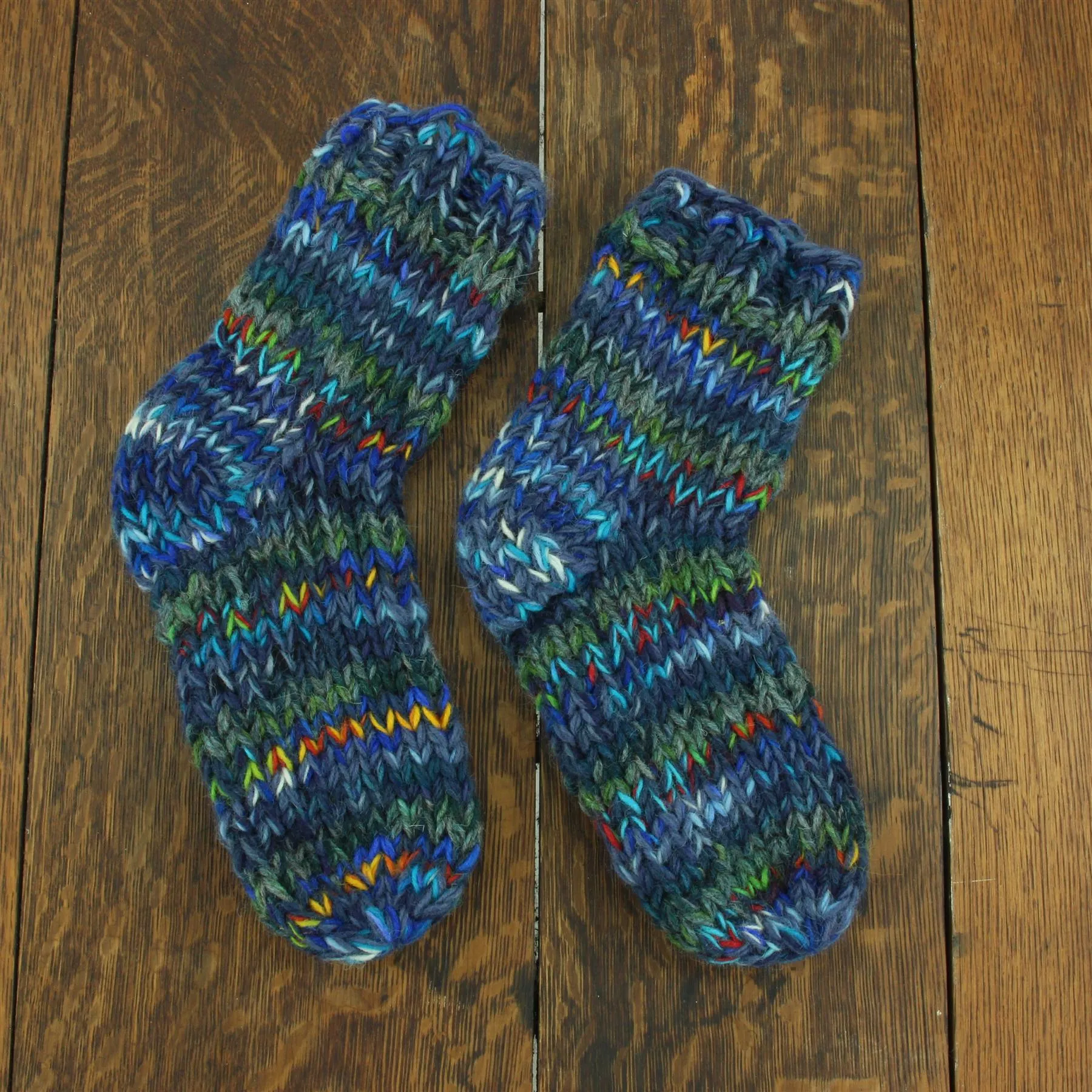 Hand Knitted Wool Ankle Socks - SD Dark Blue Mix