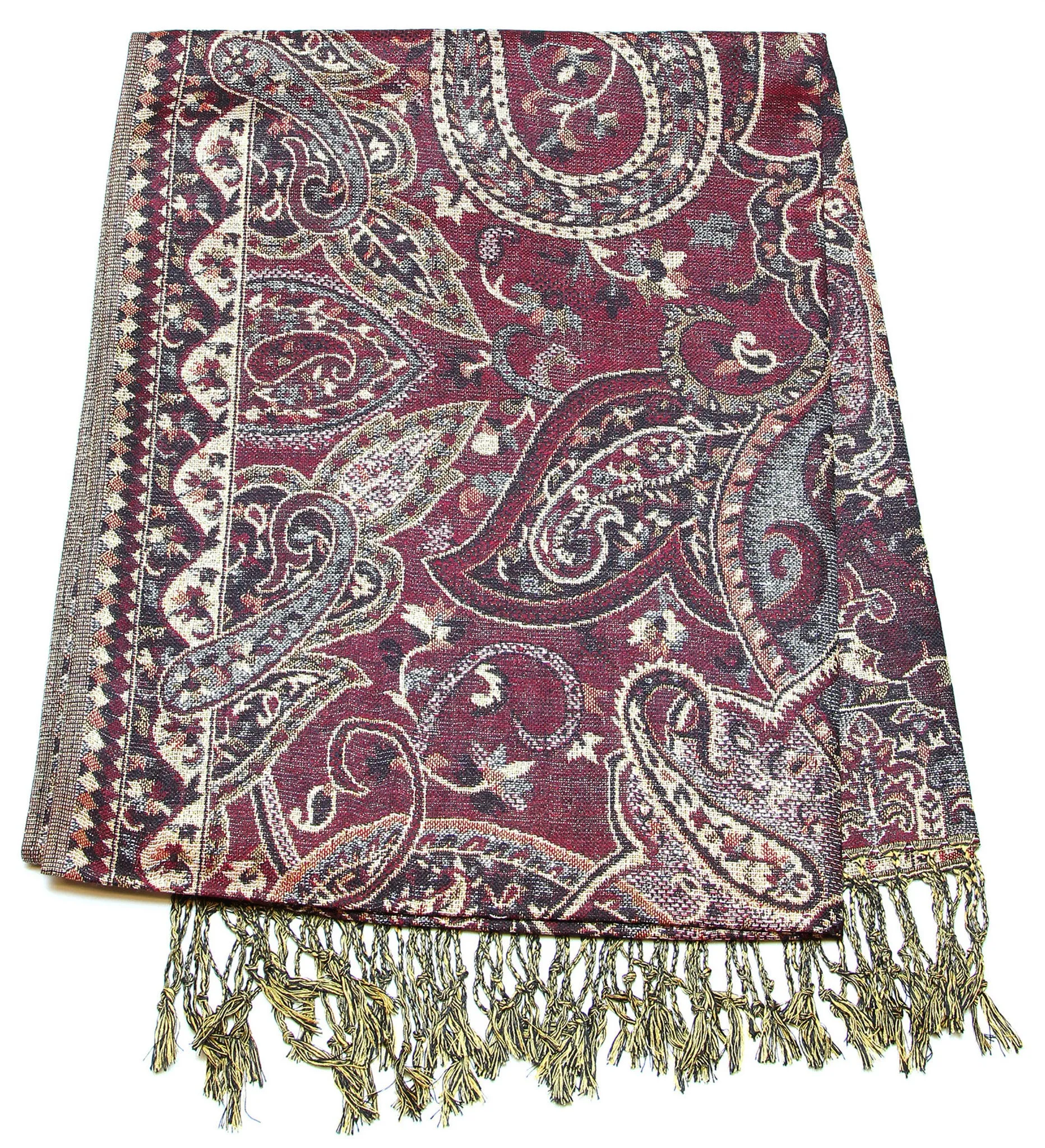 Hand Made Pashmina Shawl Scarf Flower in Maroon