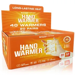 Hand Warmers 20 Pairs (40 Warmers) - Up to 10 Hours of Long Lasting Warmth and Hot Hands - Easy Air Activation for Hands, Body and Feet - TSA Approved