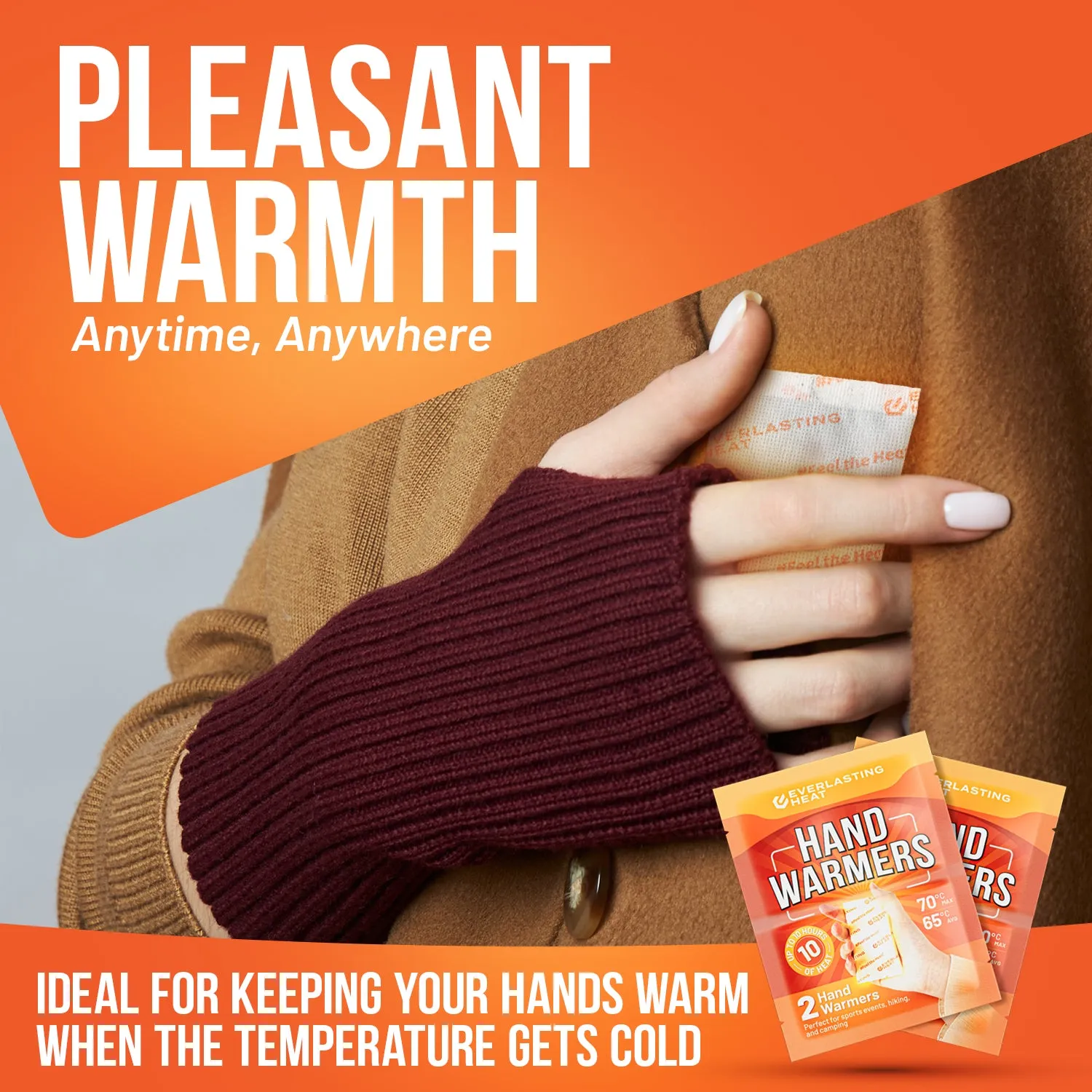 Hand Warmers 20 Pairs (40 Warmers) - Up to 10 Hours of Long Lasting Warmth and Hot Hands - Easy Air Activation for Hands, Body and Feet - TSA Approved